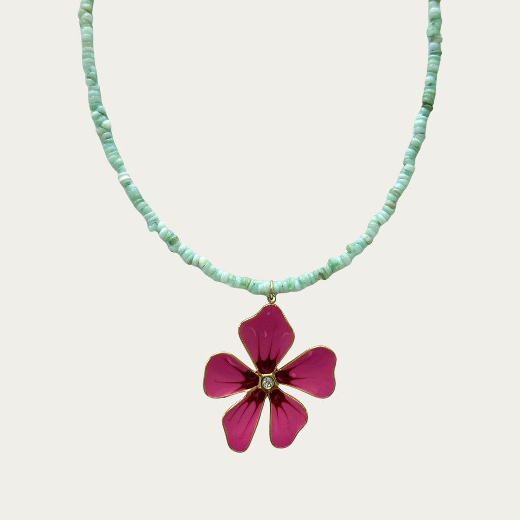 Collar con flor rosa o azul