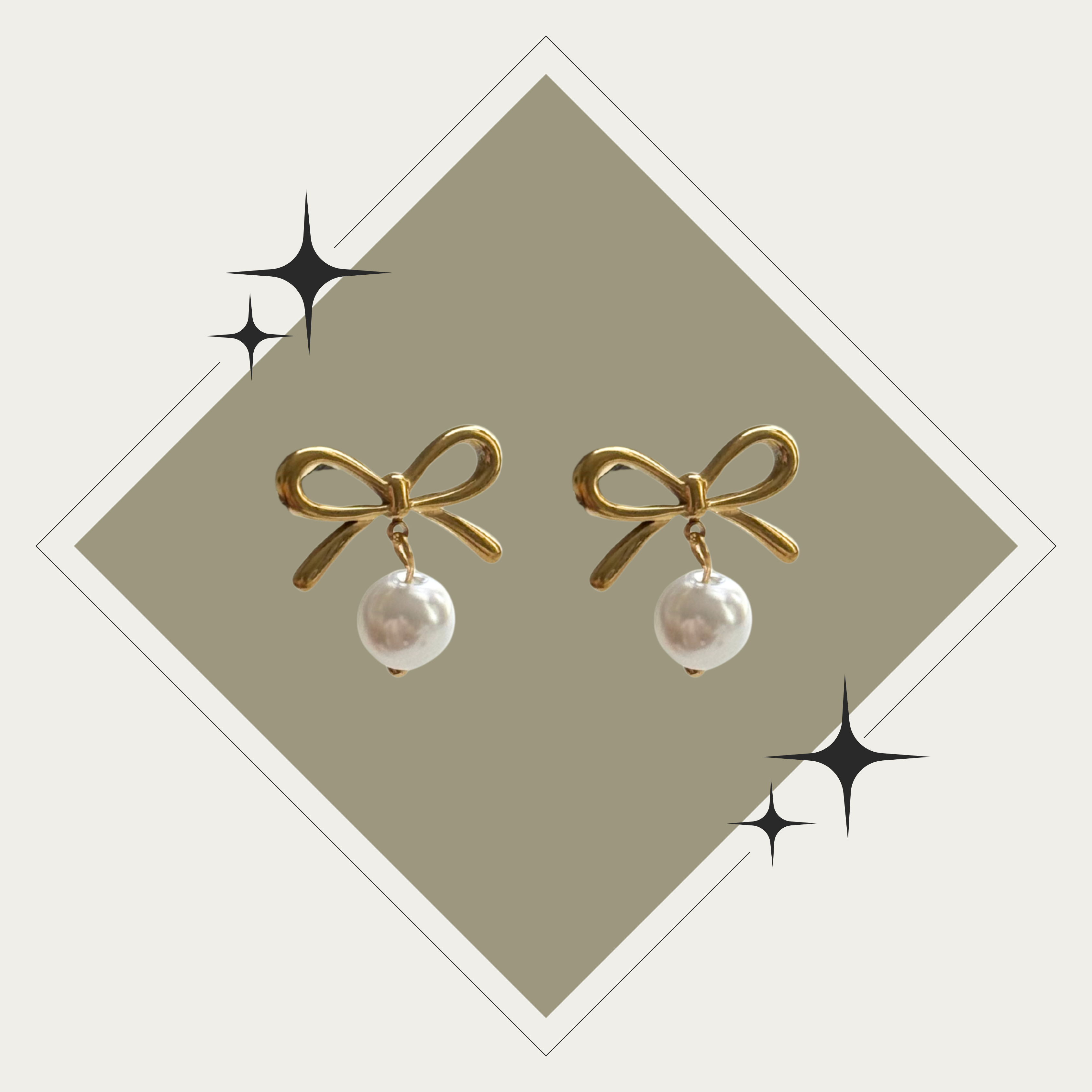 Pantallas de lazo oro con perla Stainless Steel