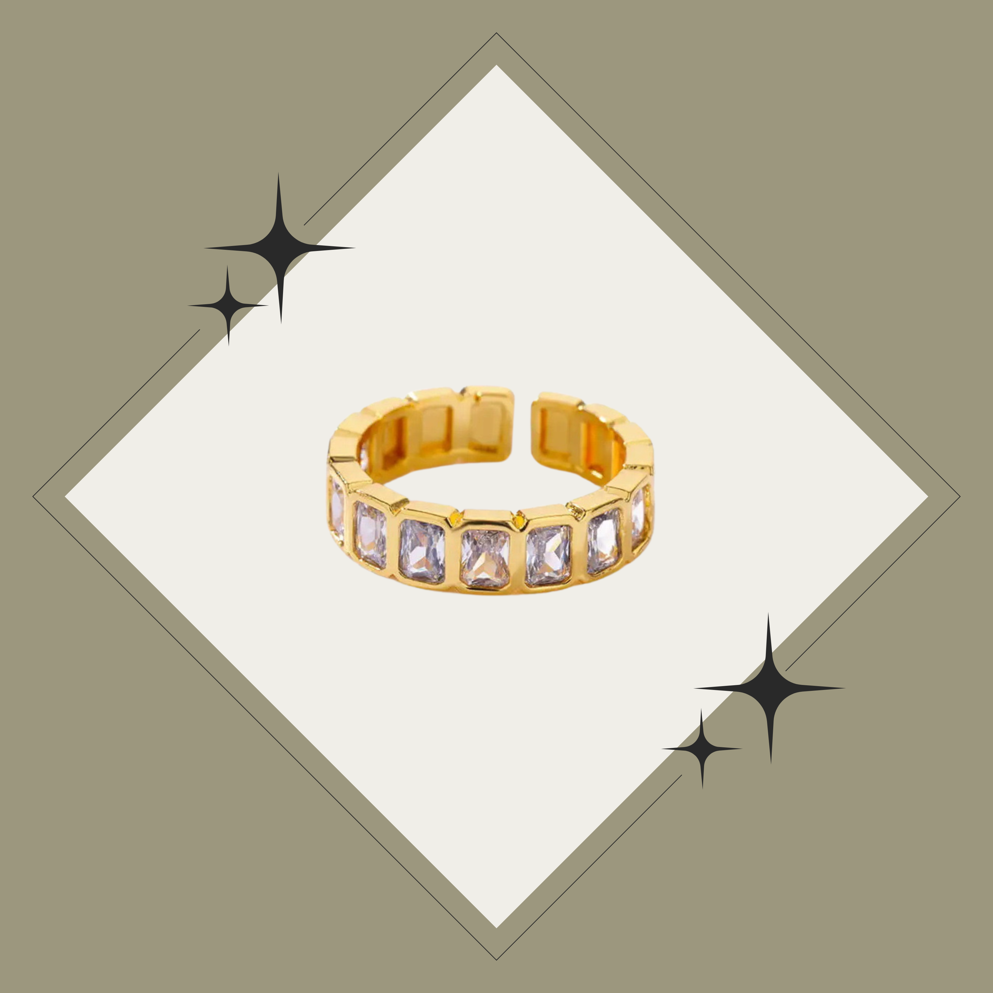 Sortija de diamantes en rectángulo ajustable
