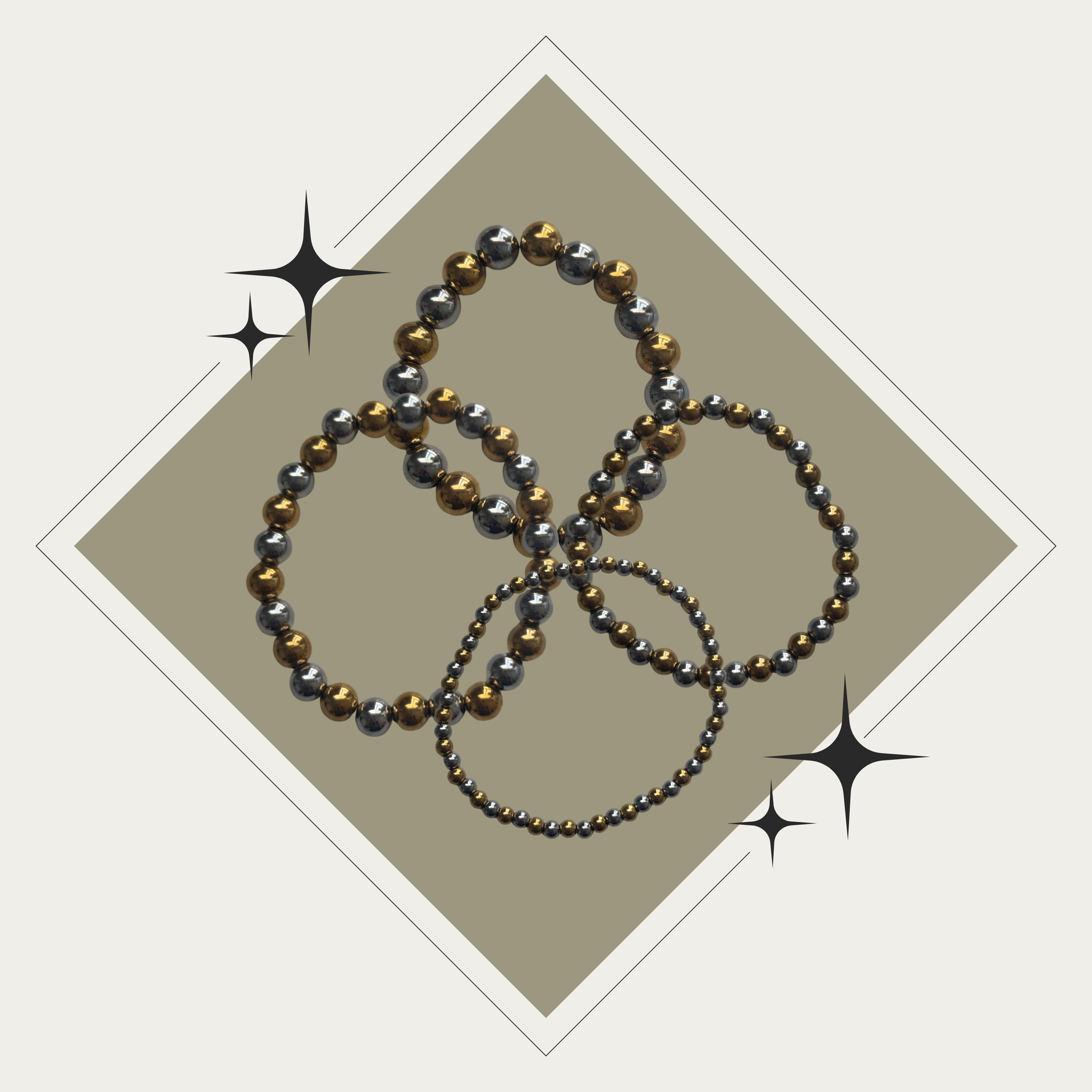 Pulsera de balines doble tono (oro y plata) Stainless Steel