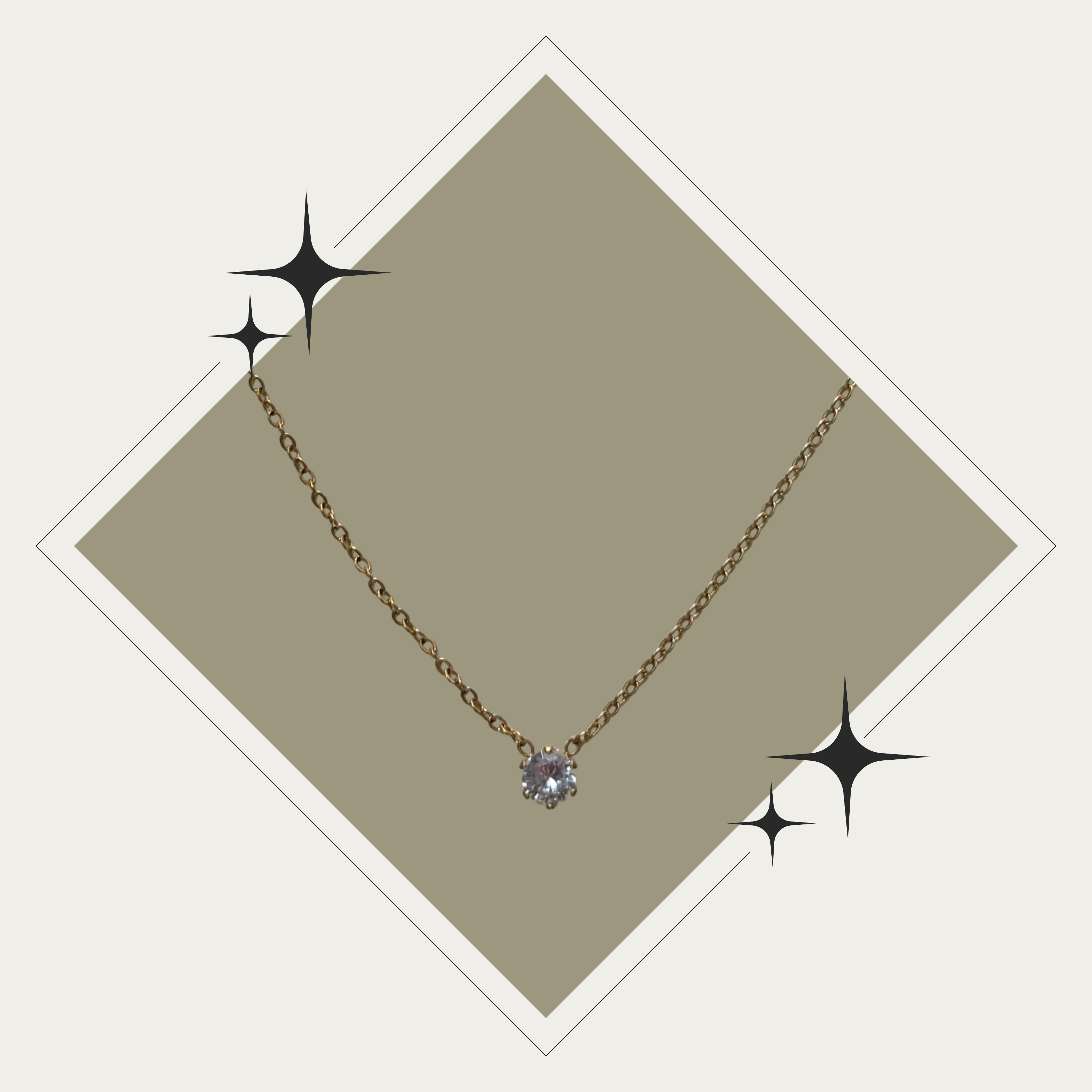 Collar de diamante oro Stainless Steel