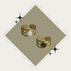 Sortija oro con circulo blanco o negro en centro Stainless Steel