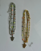 Tobillera de tres cadenas con tortuga - oro o plata - Stainless Steel