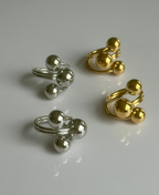 Sortija doble con bola en oro o plata Stainless Steel size 9