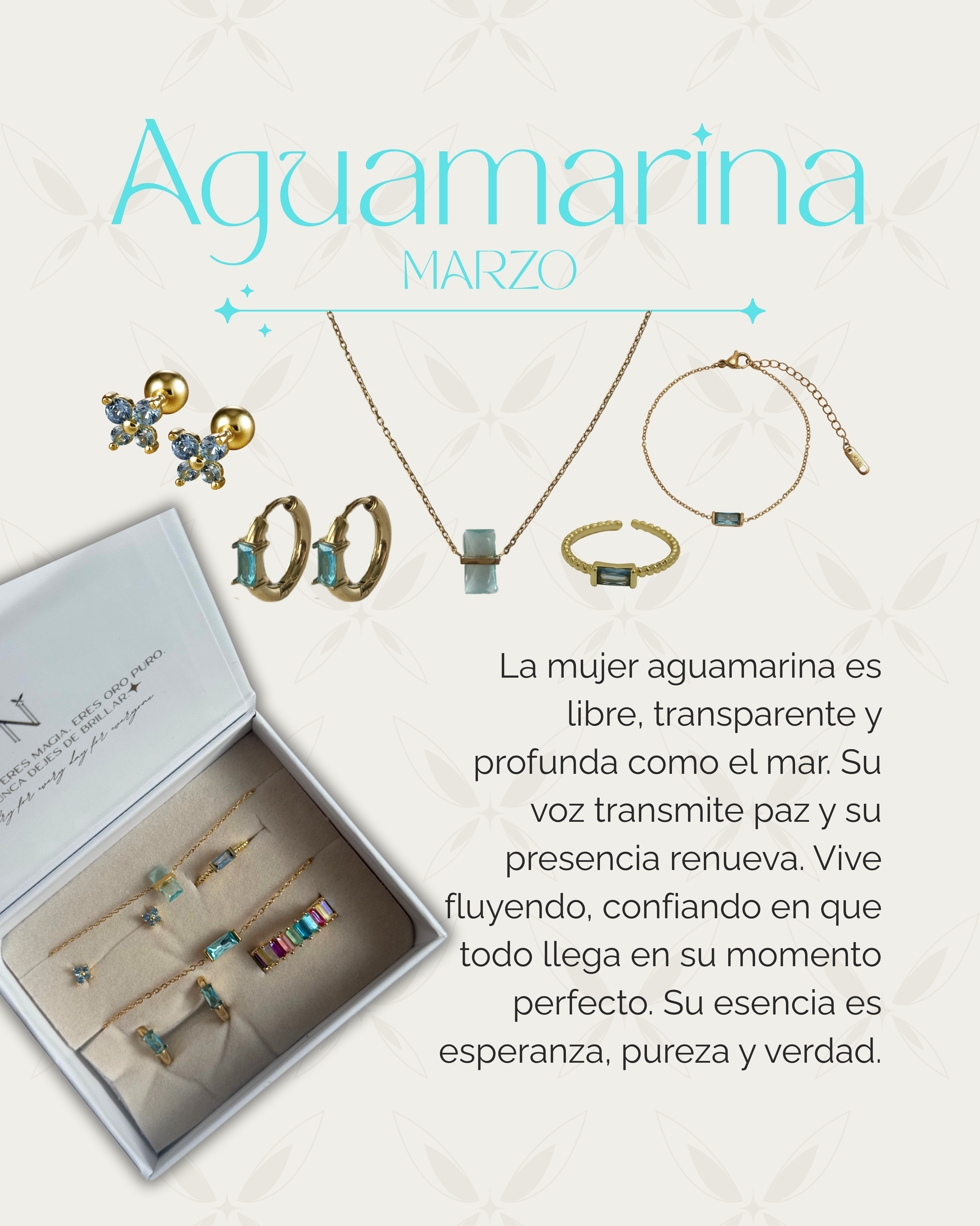 6 días de joyería - Piedra mes marzo (Aguamarina)