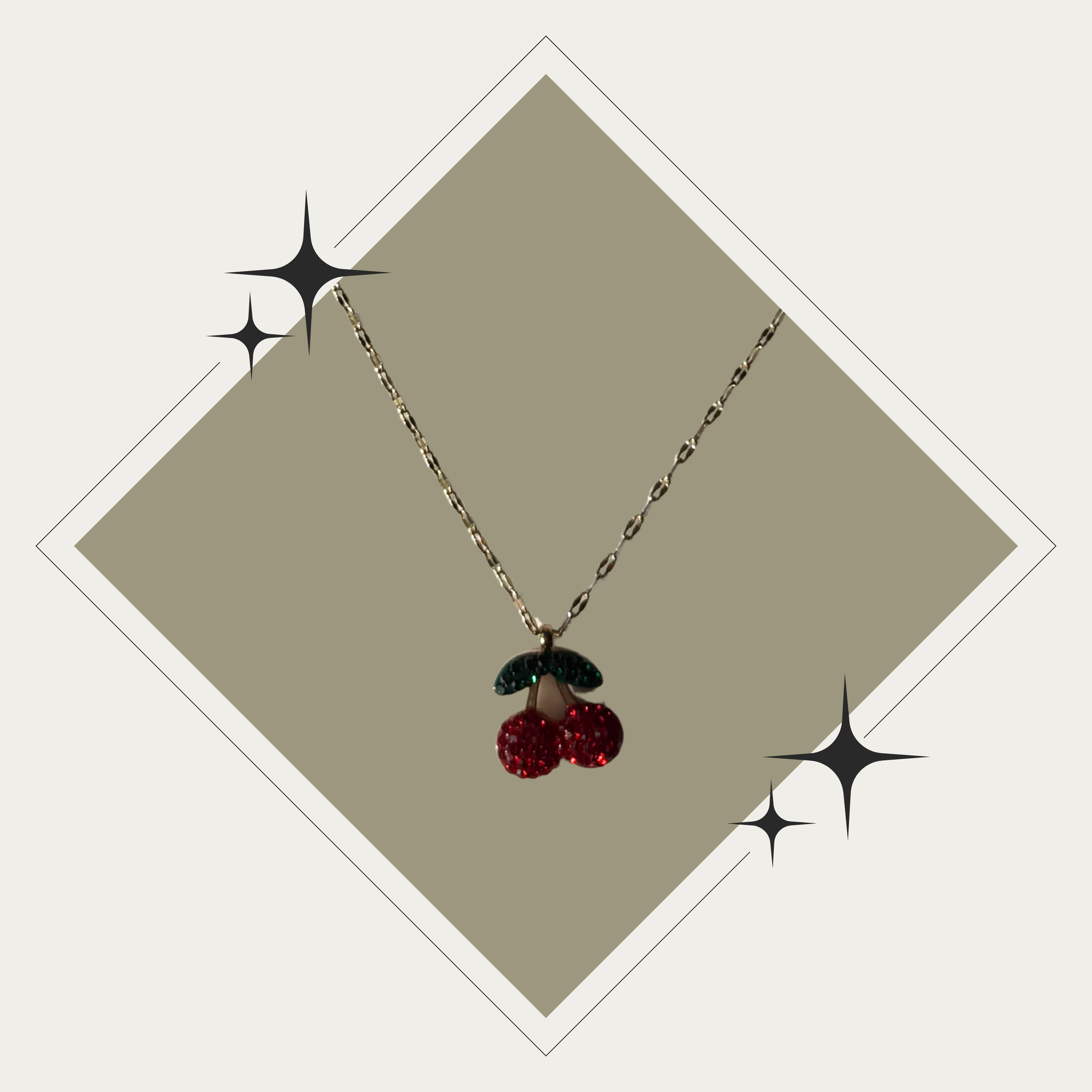 Collar cherry con oro Stainless Steel