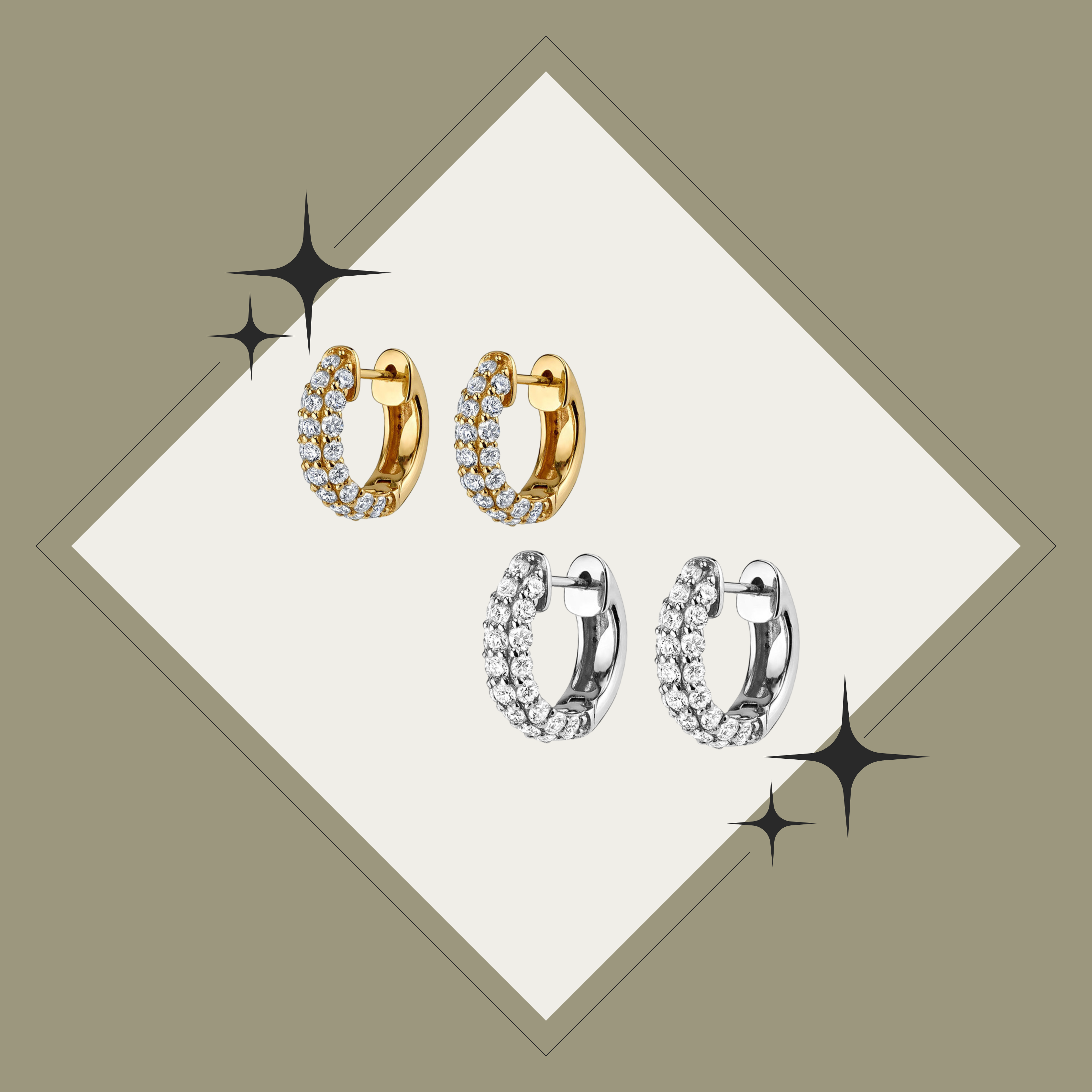 Pantallas hoops pequeñas con diamantes - oro o plata