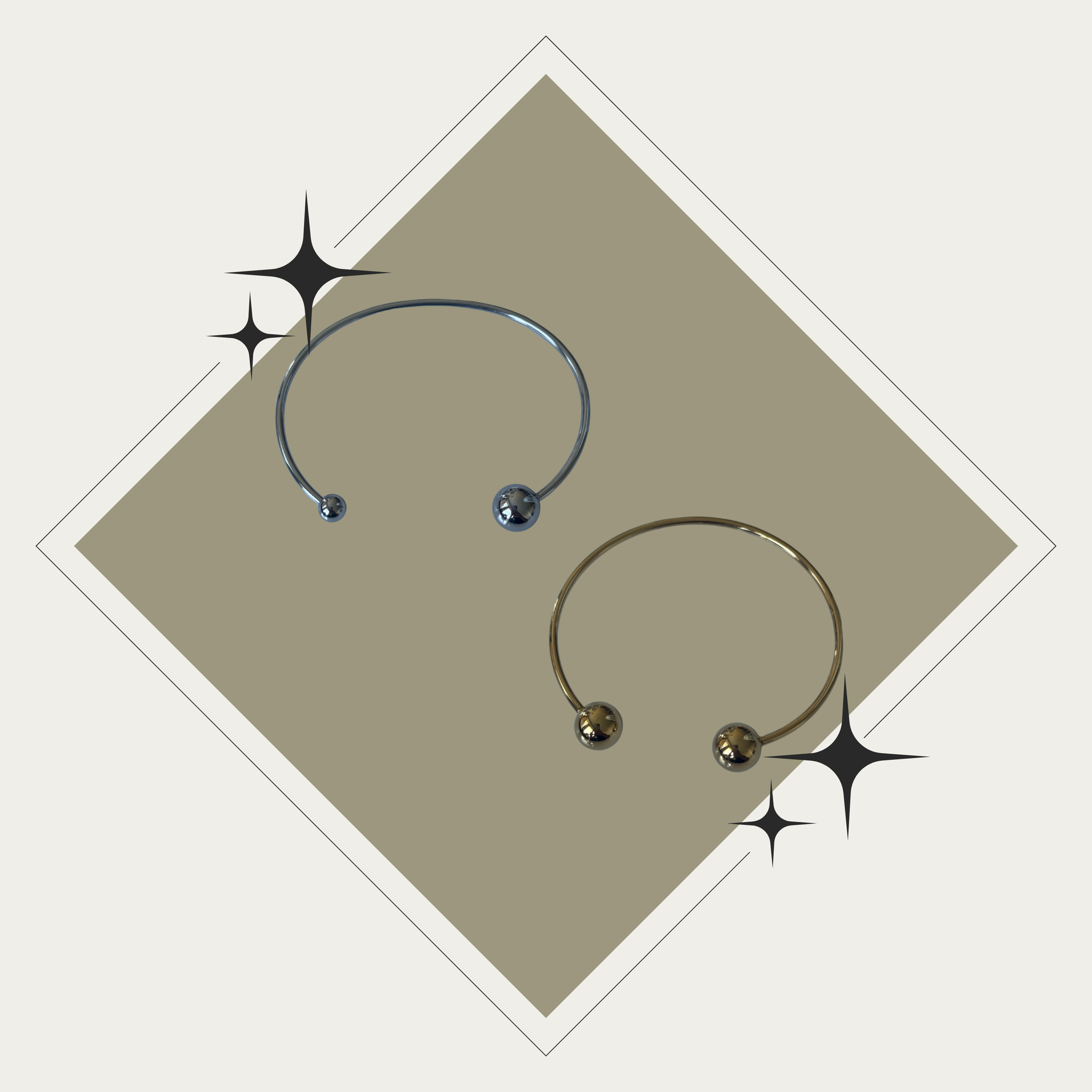 Bangle con terminal de bola oro o plata Stainless Steel