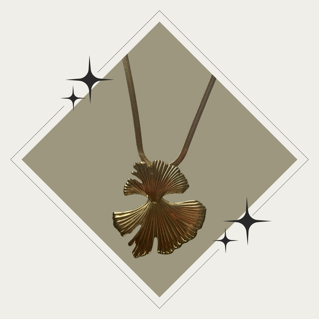 Collar Ginkgo leaf oro Stainless Steel