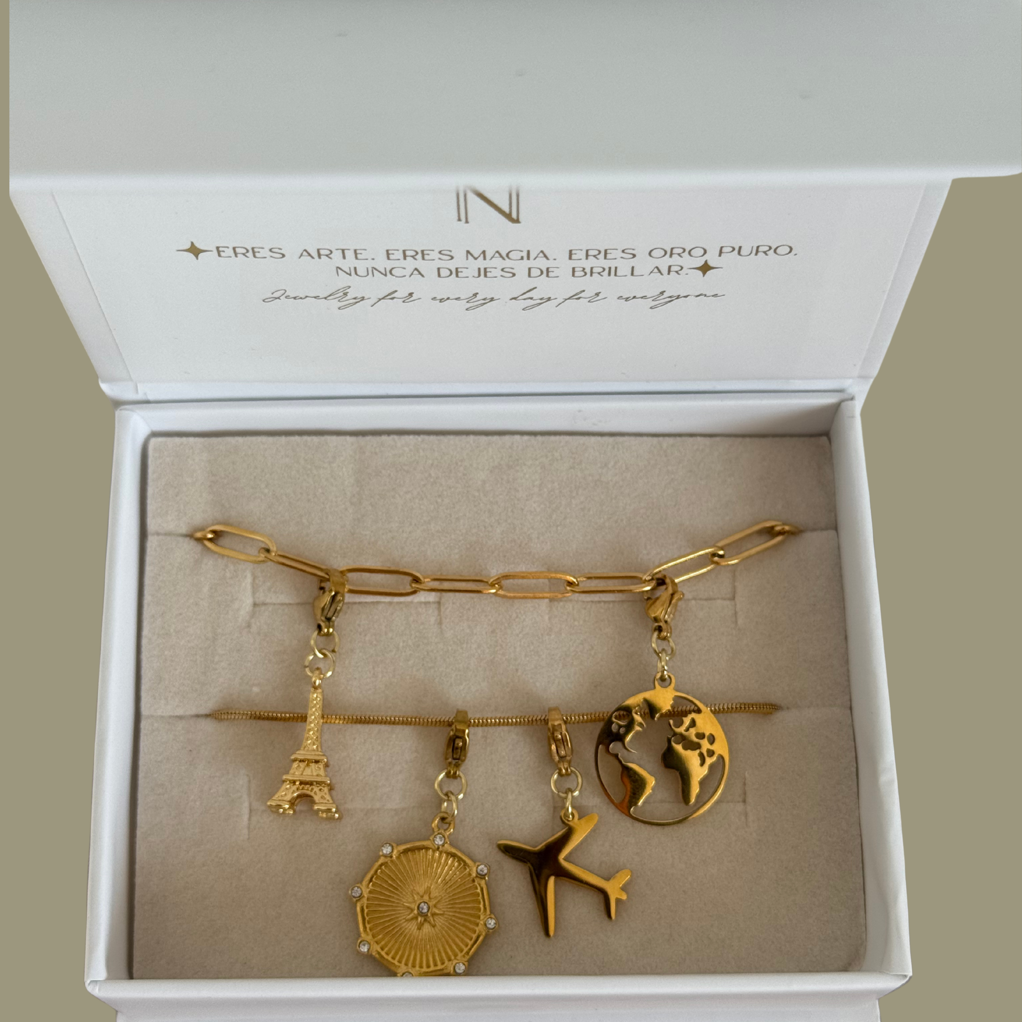 6 días de joyería (Viajera) - 2 collares y 4 charms