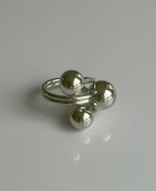 Sortija doble con bola en oro o plata Stainless Steel size 9