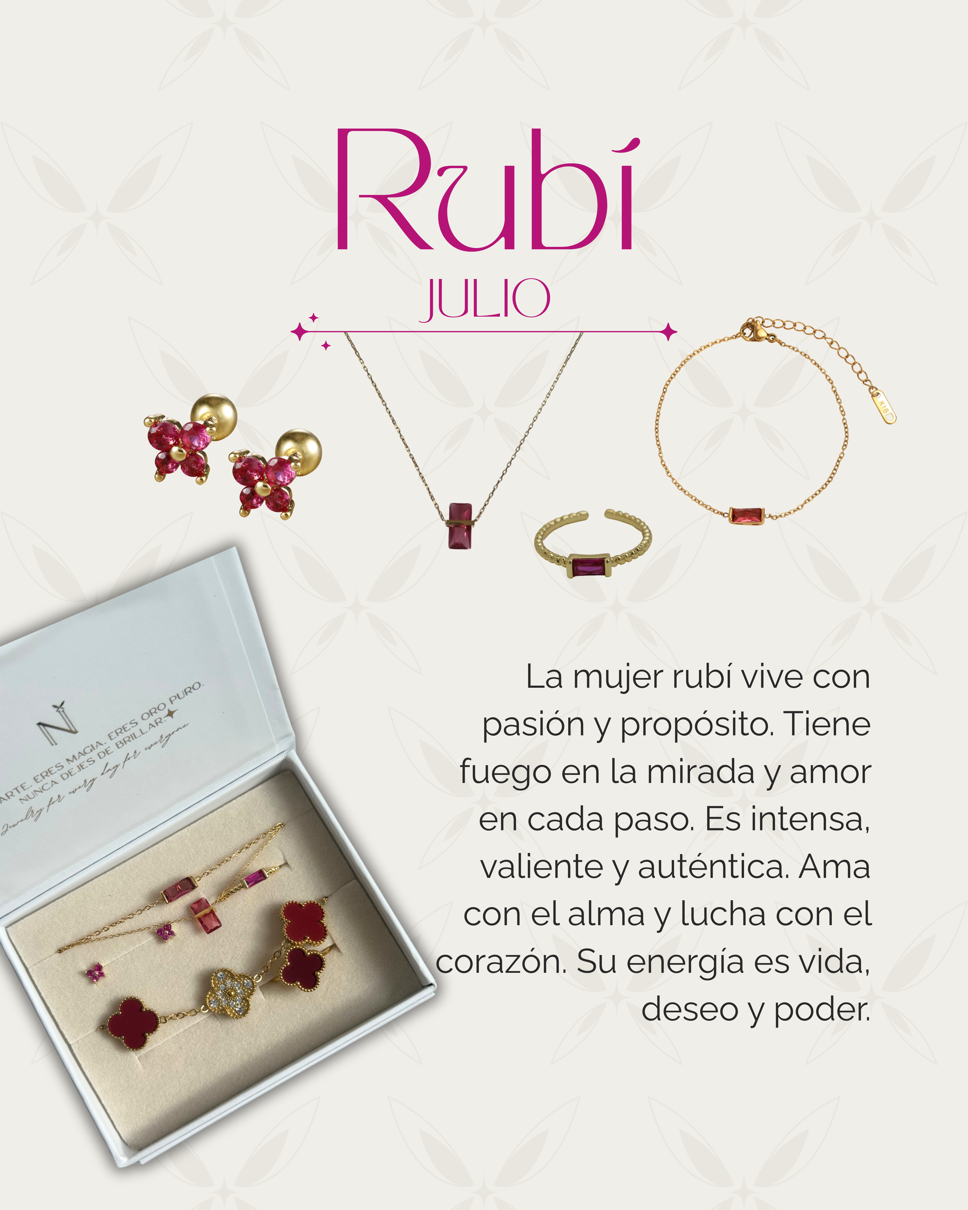 6 días de joyería - Piedra mes julio (Rubí)