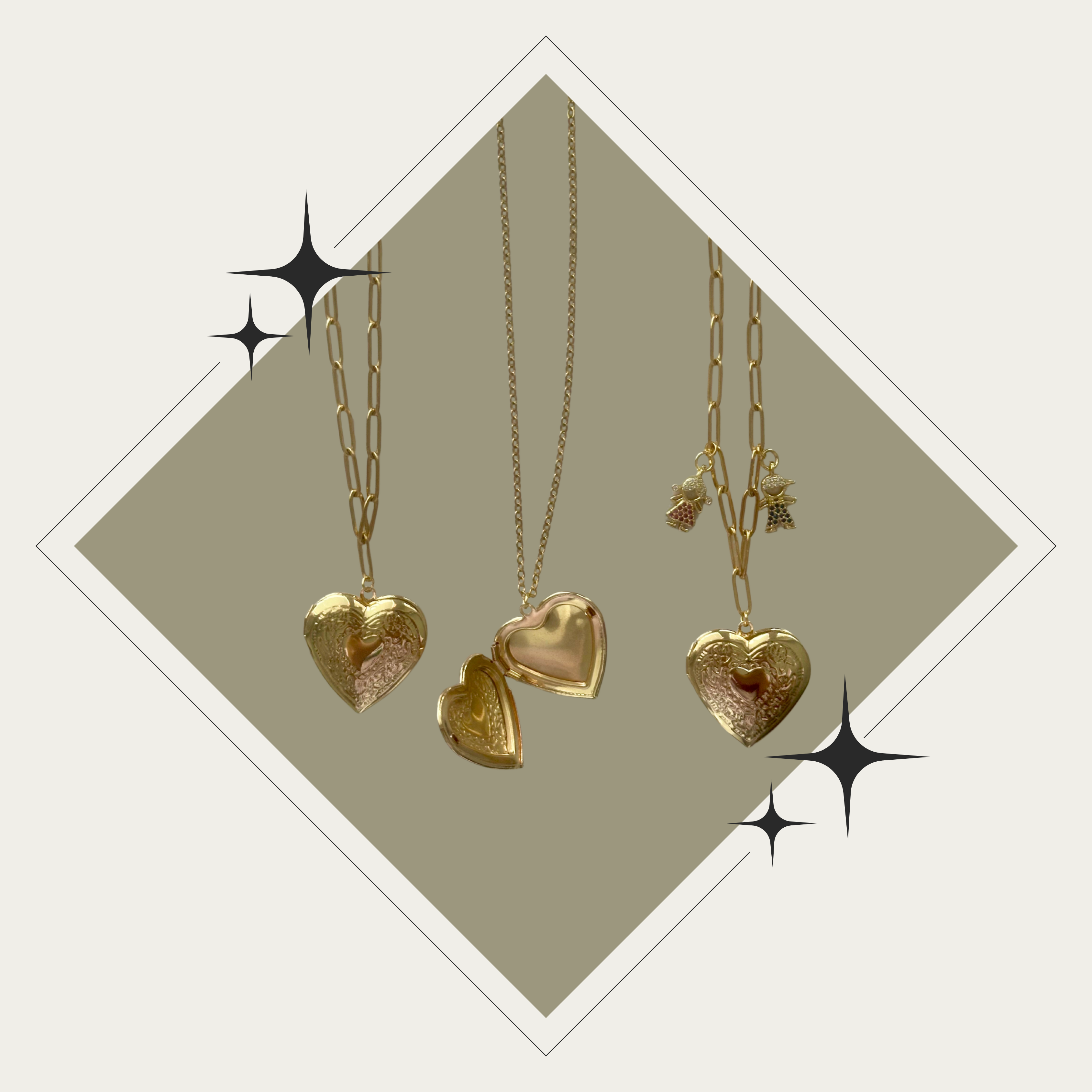 Photo necklace - corazón oro (1-2 fotos)