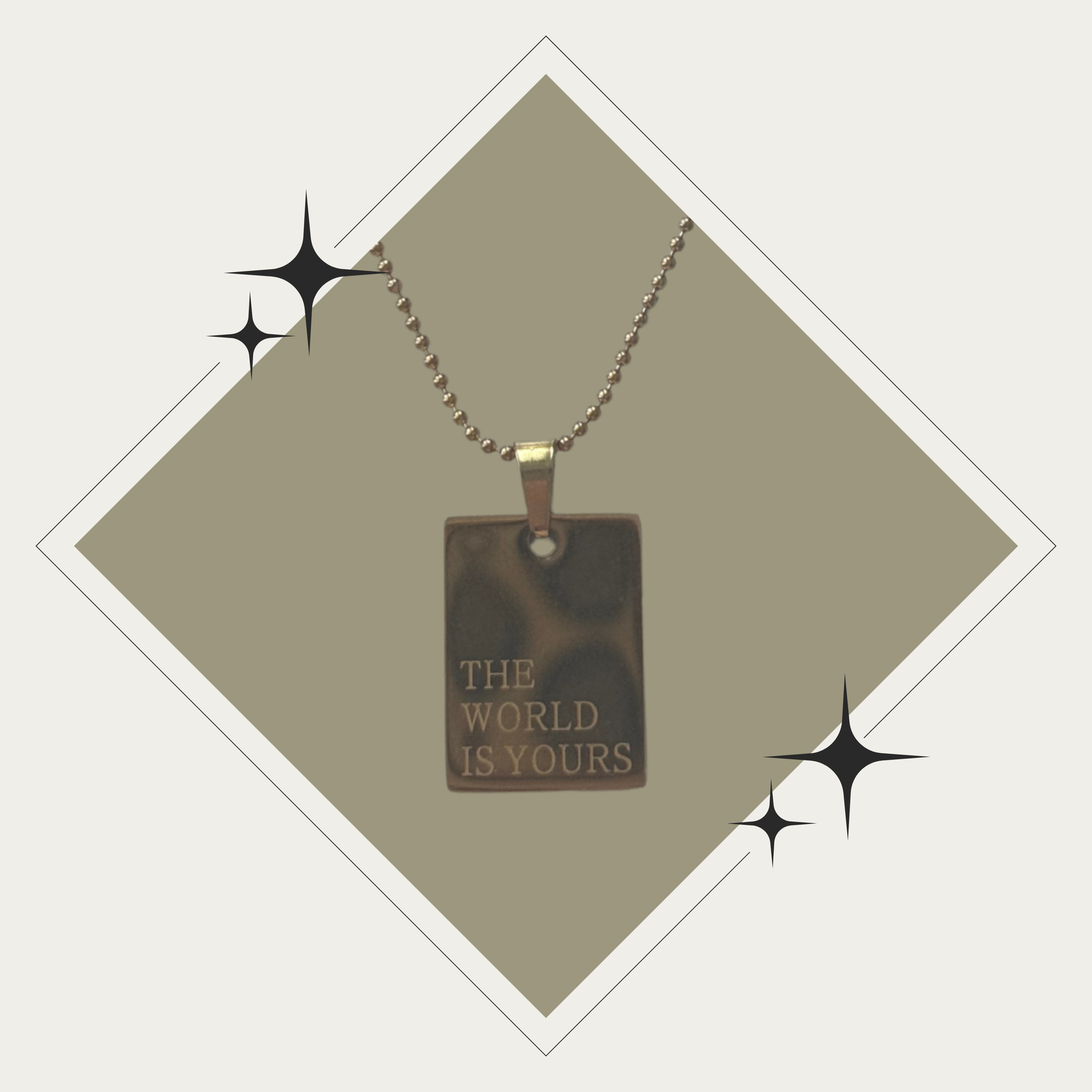 Collar "The world is yours" oro Stainless Steel