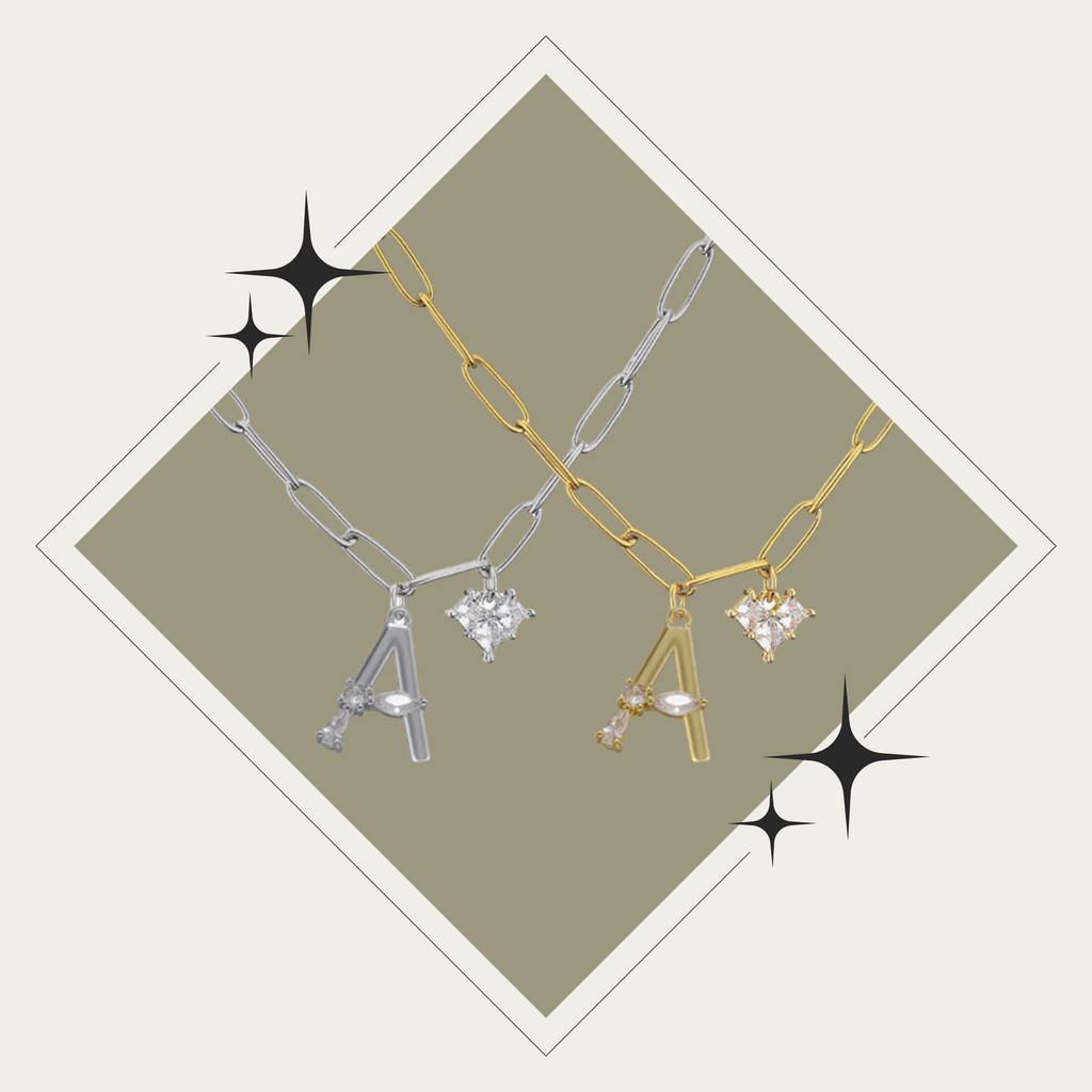 Collar inicicial con corazón en zirconia Stainless Steel (PRE-ORDEN)