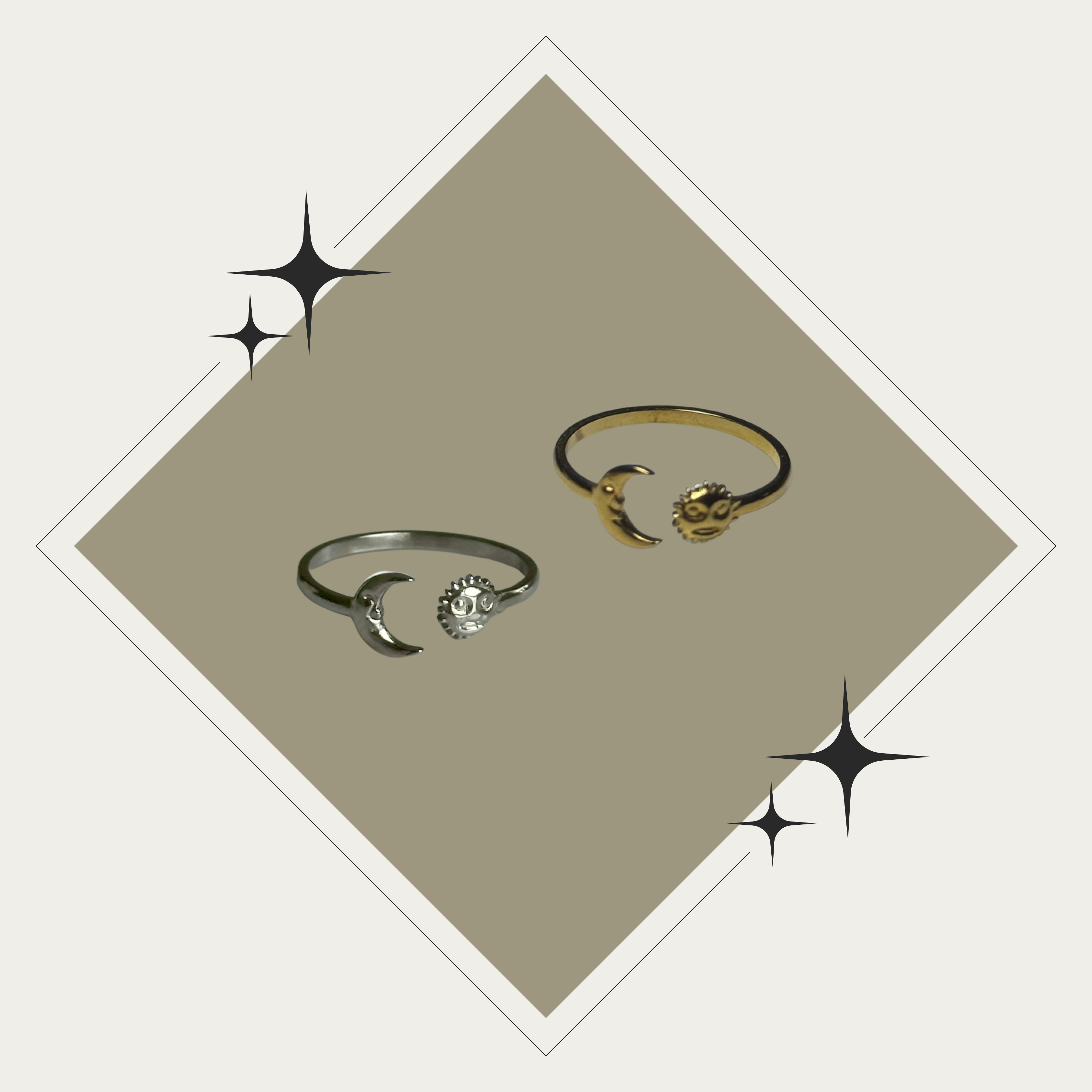 Sortija luna y sol plata Stainless Steel