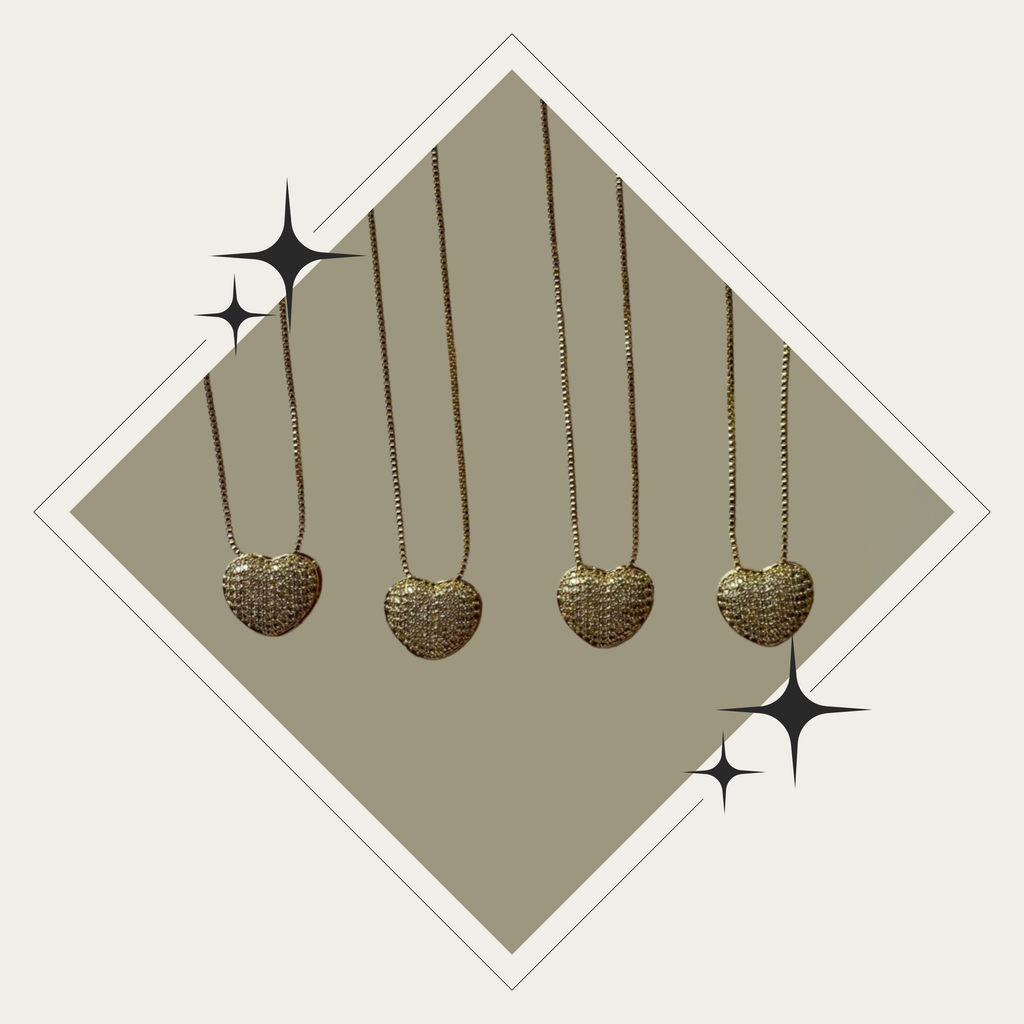 Collar de corazón oro con zirconia