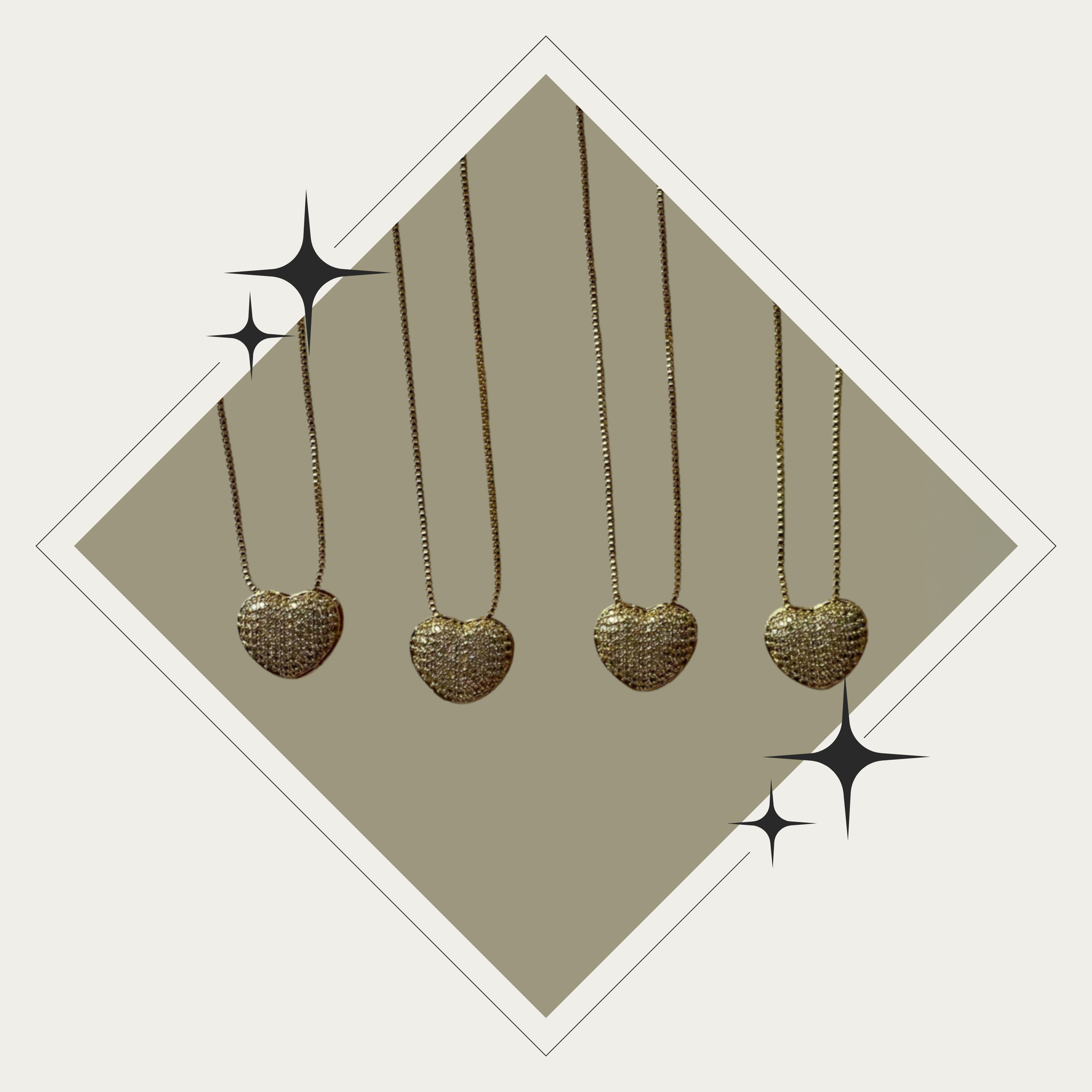 Collar de corazón oro con zirconia