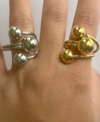 Sortija doble con bola en oro o plata Stainless Steel size 9