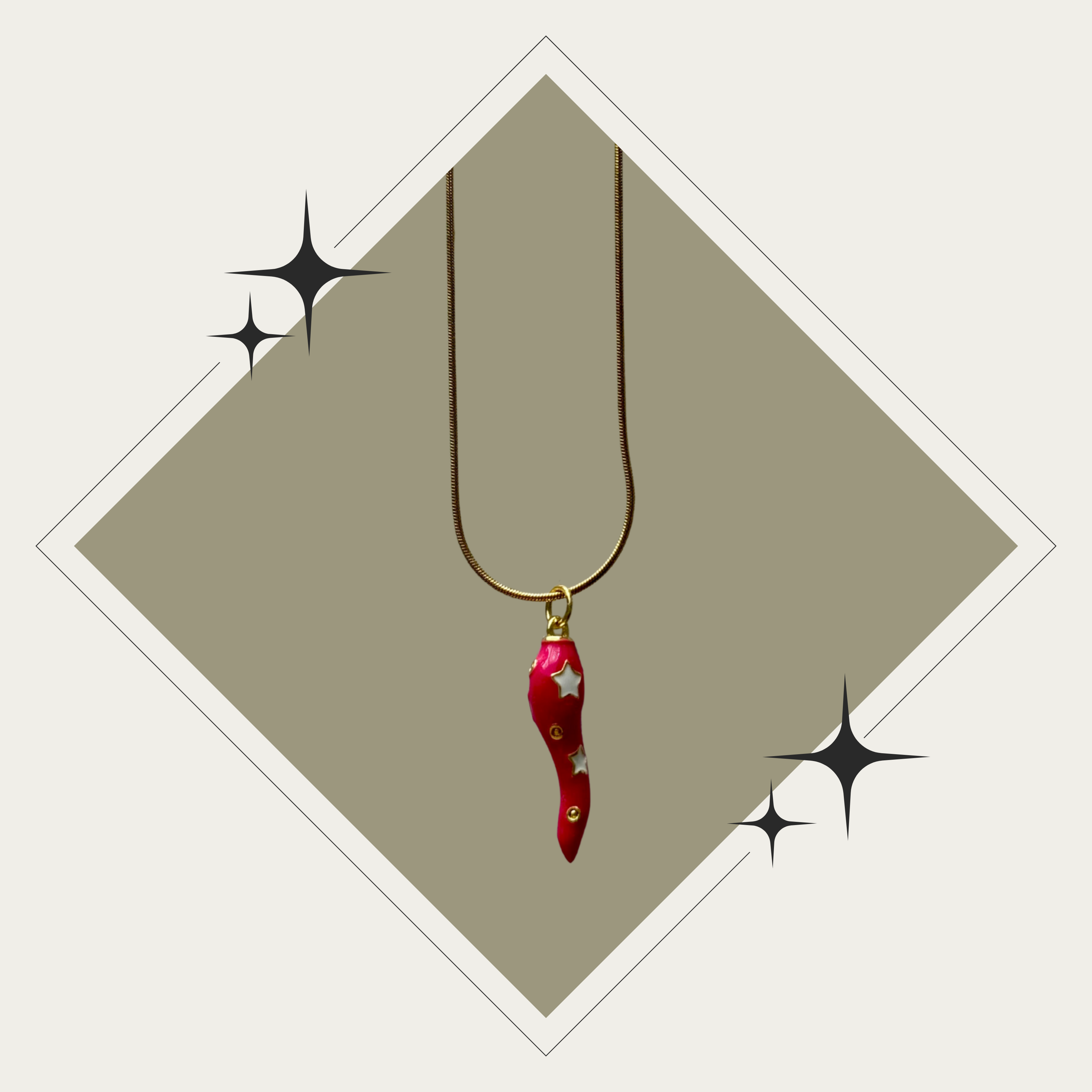 Collar de chili rosa con estrellas