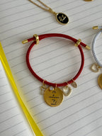 Pulsera roja ÉL RESTAURÓ MI ALMA oro (ajustable)