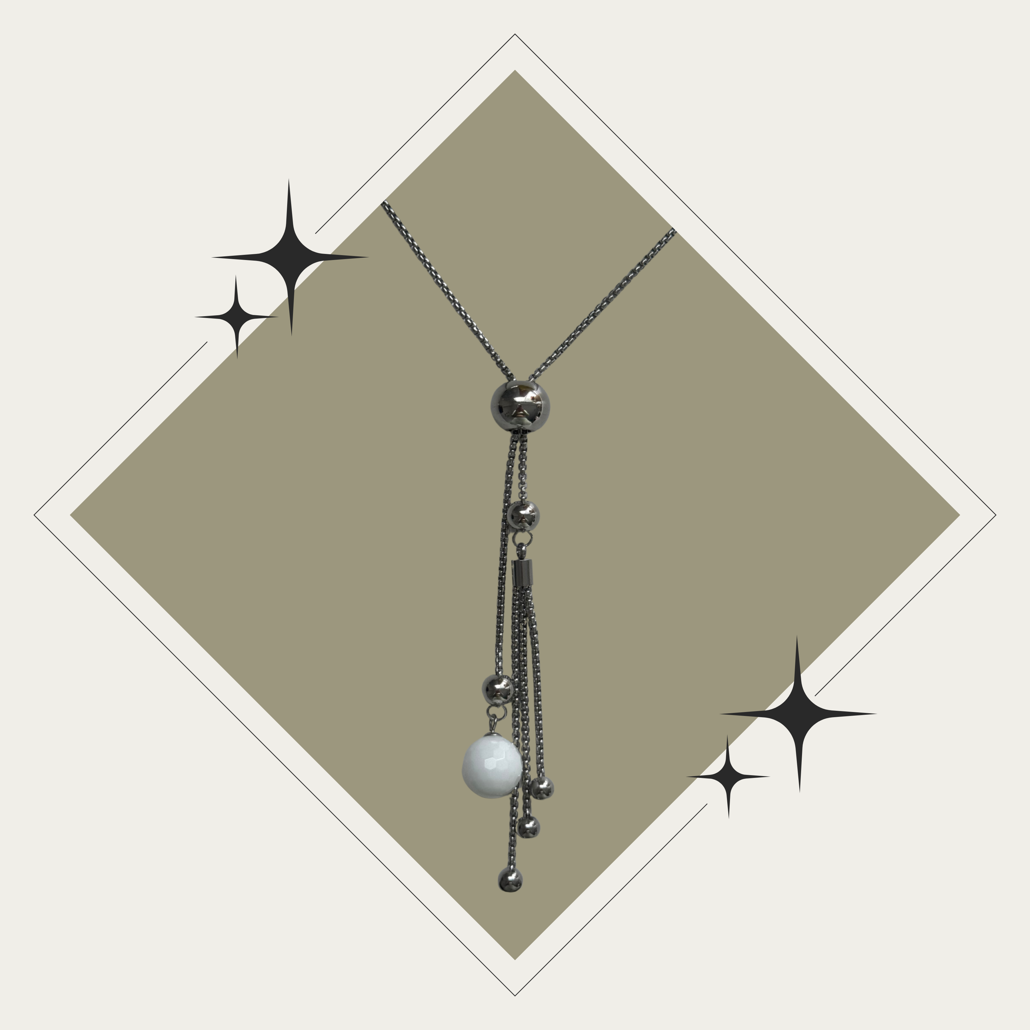 Collar ajustable plata con colgantes Stainless Steel