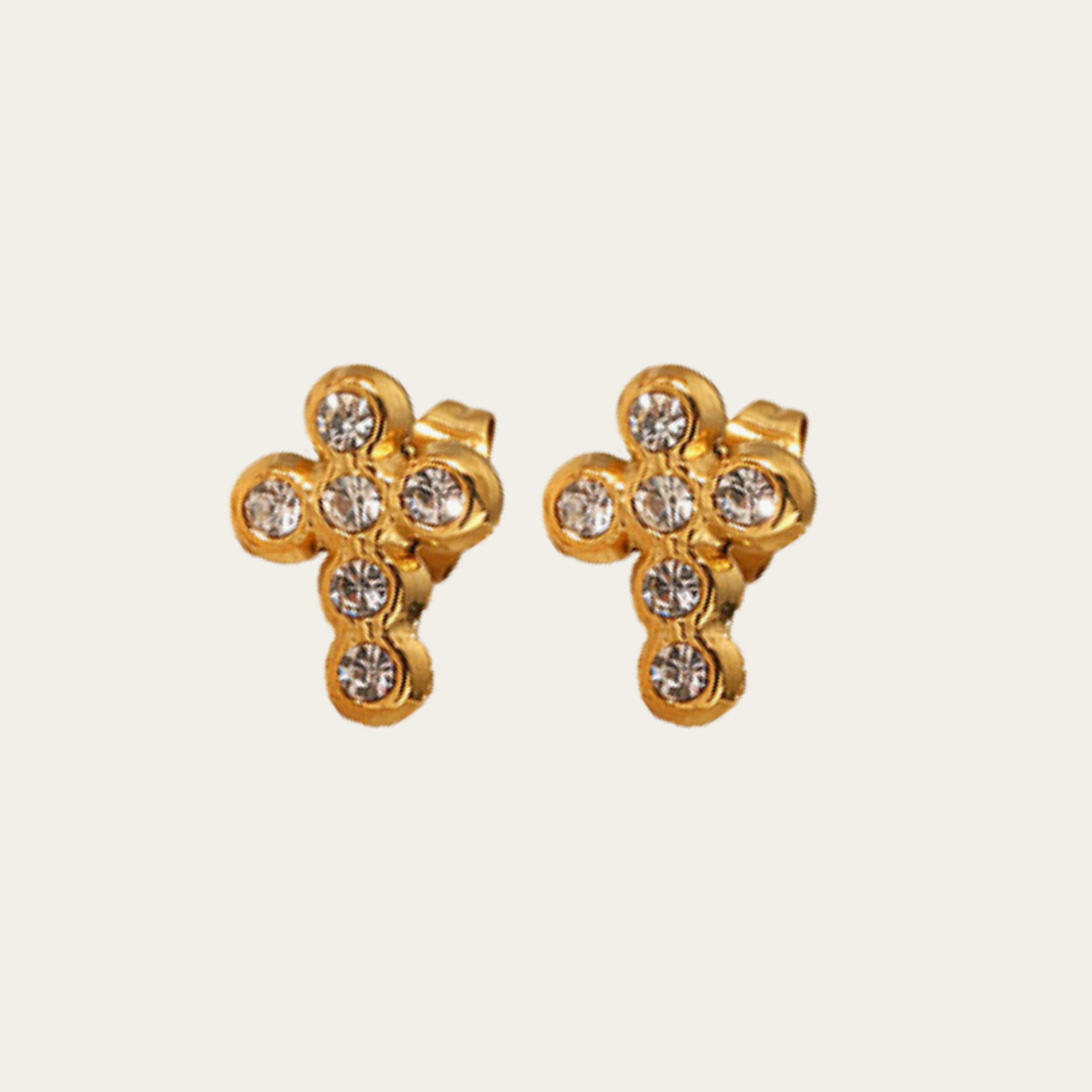 Studs en oro de cruz con diamantes