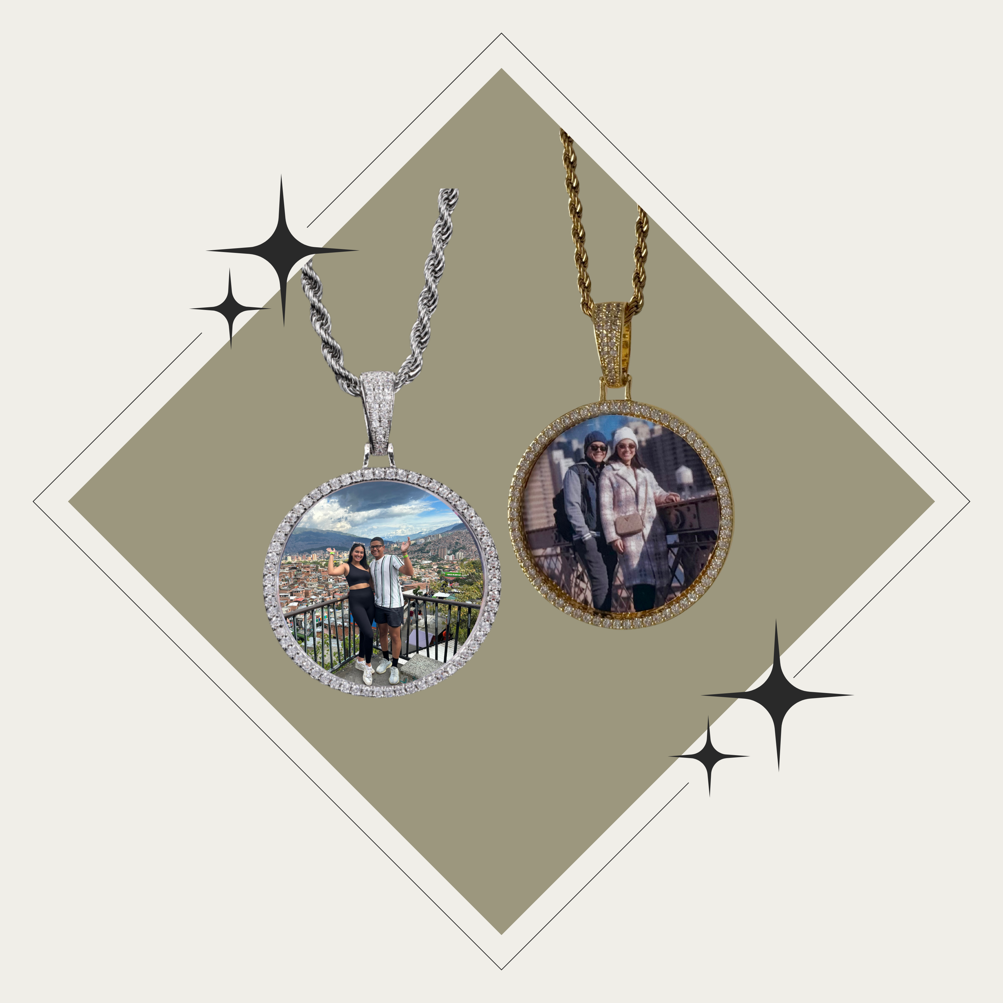 Photo necklace - redondo oro y plata  (sólo 1 foto) PRE-ORDEN