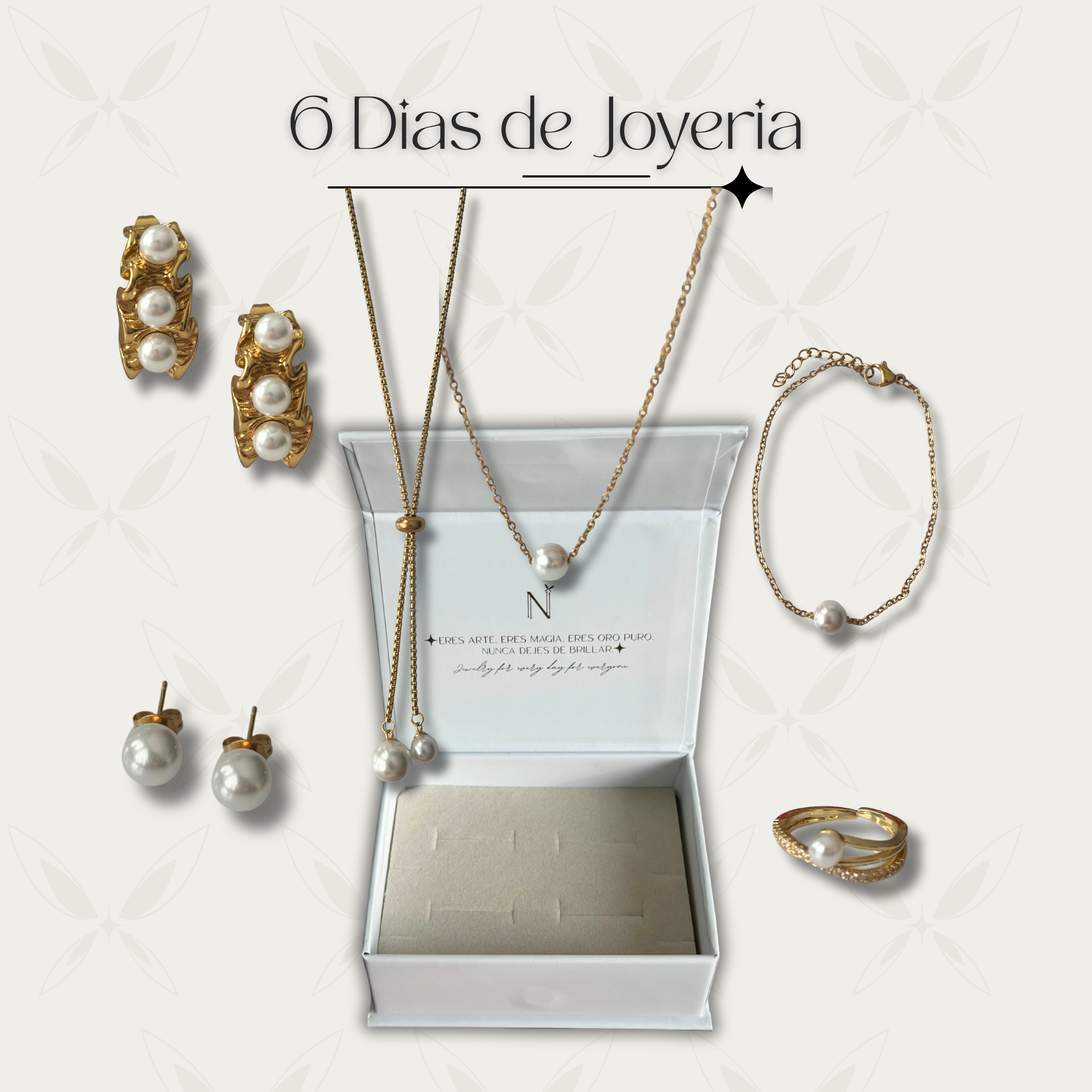6 días de joyería oro con perlas