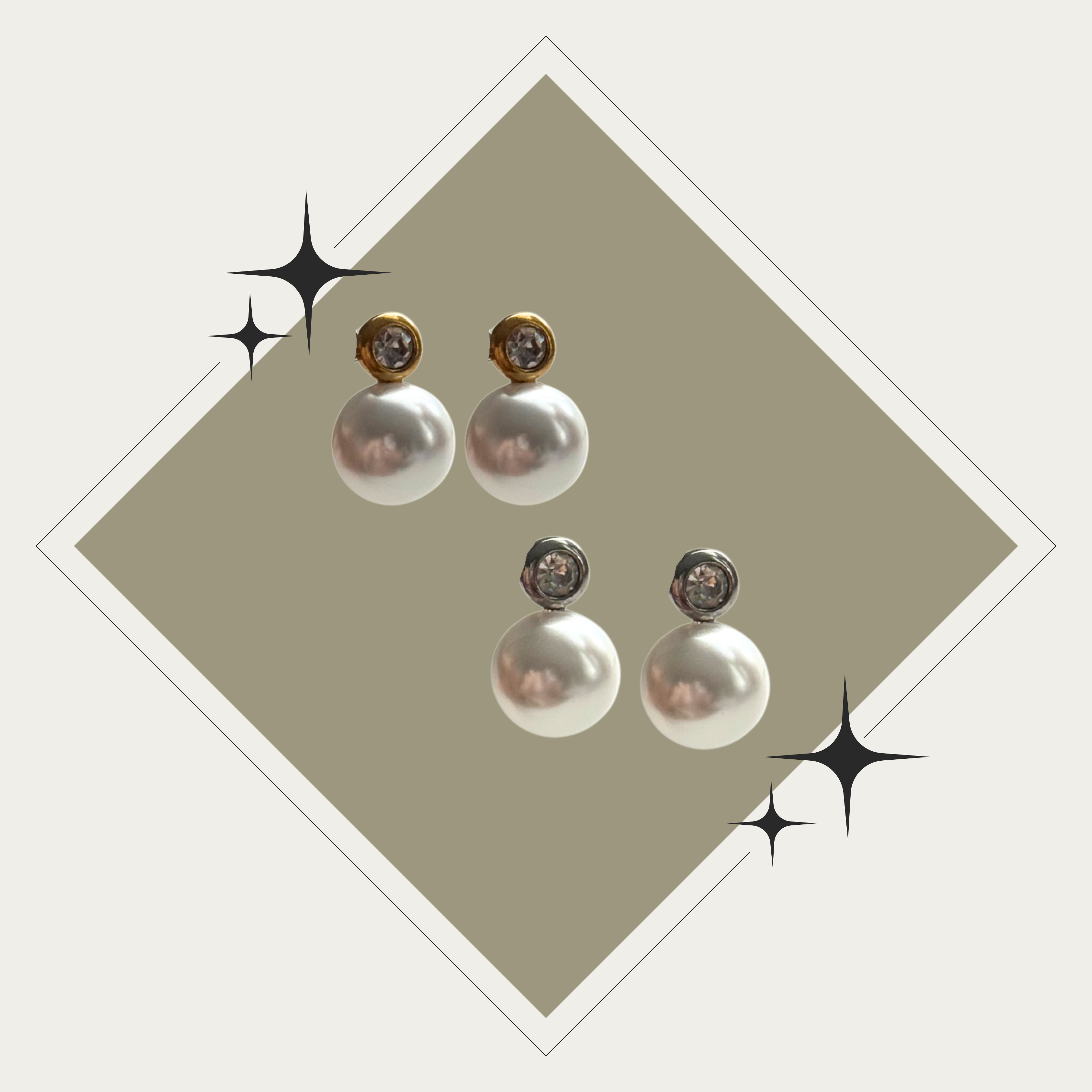 Pantallas oro o plata con diamante y perla