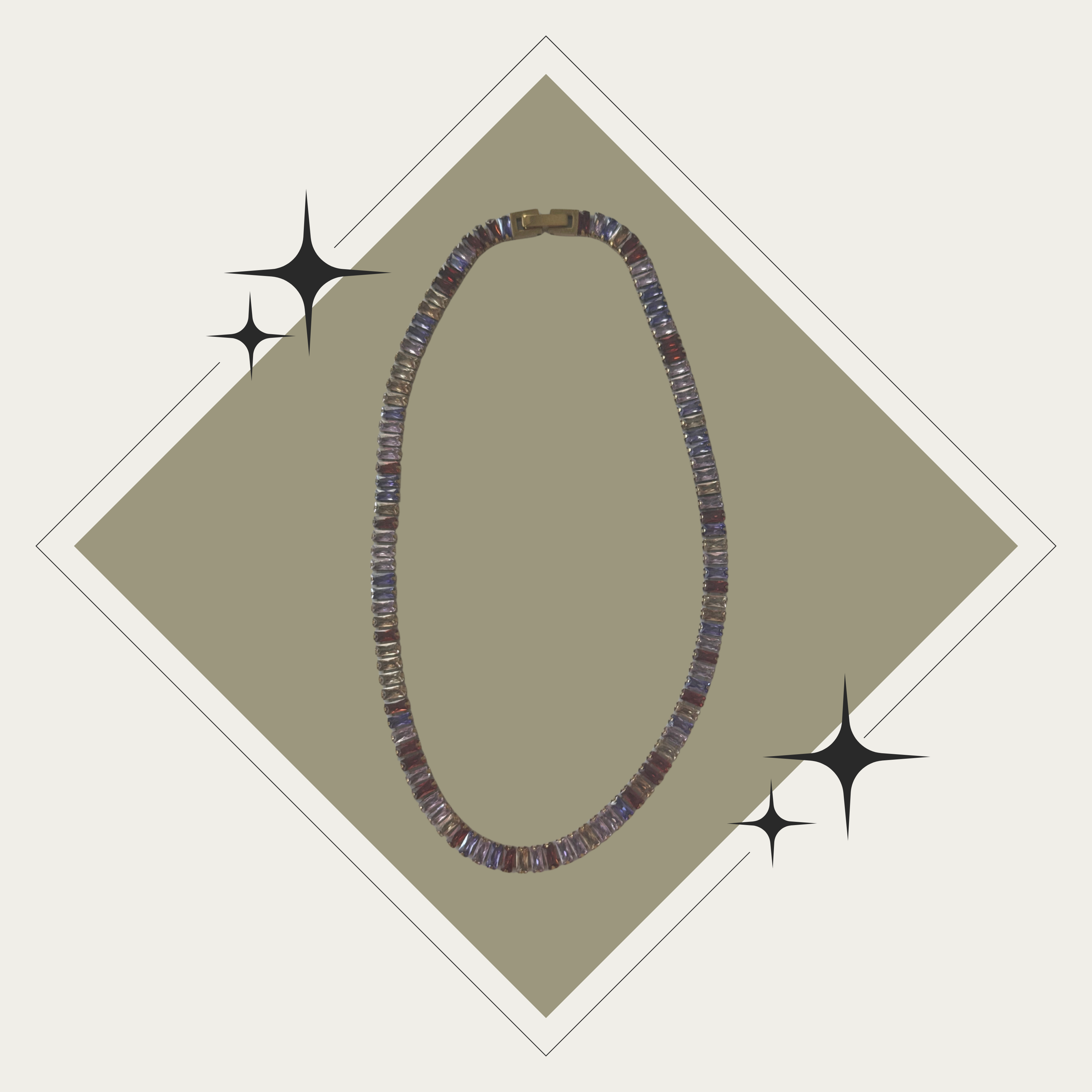 Chocker con zirconia en colores Stainless Steel