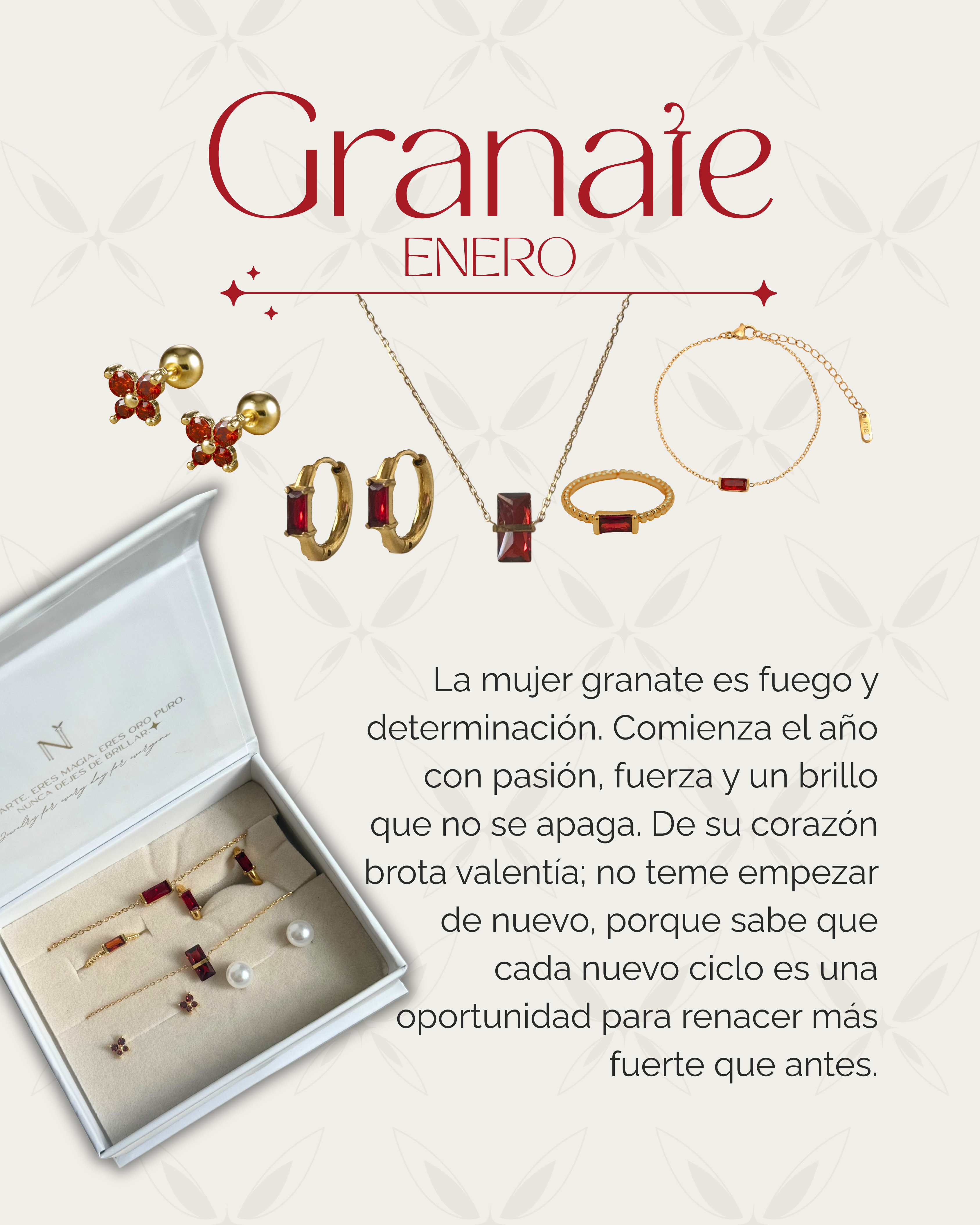 6 días de joyería - Piedra mes enero (Granate)