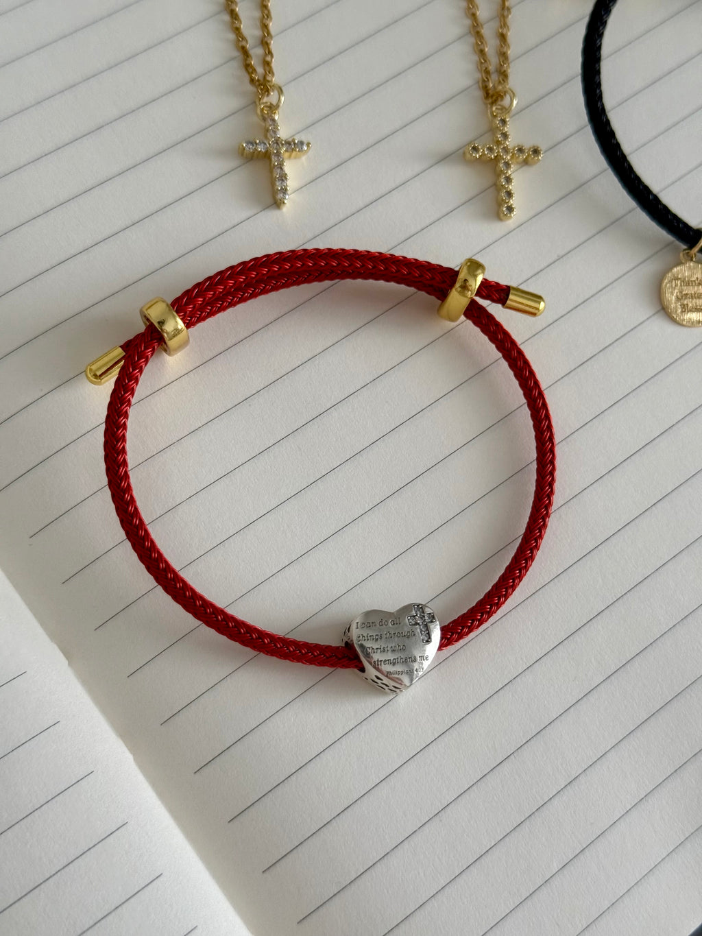 Pulsera roja Salmo Fil 4:13 (ajustable)