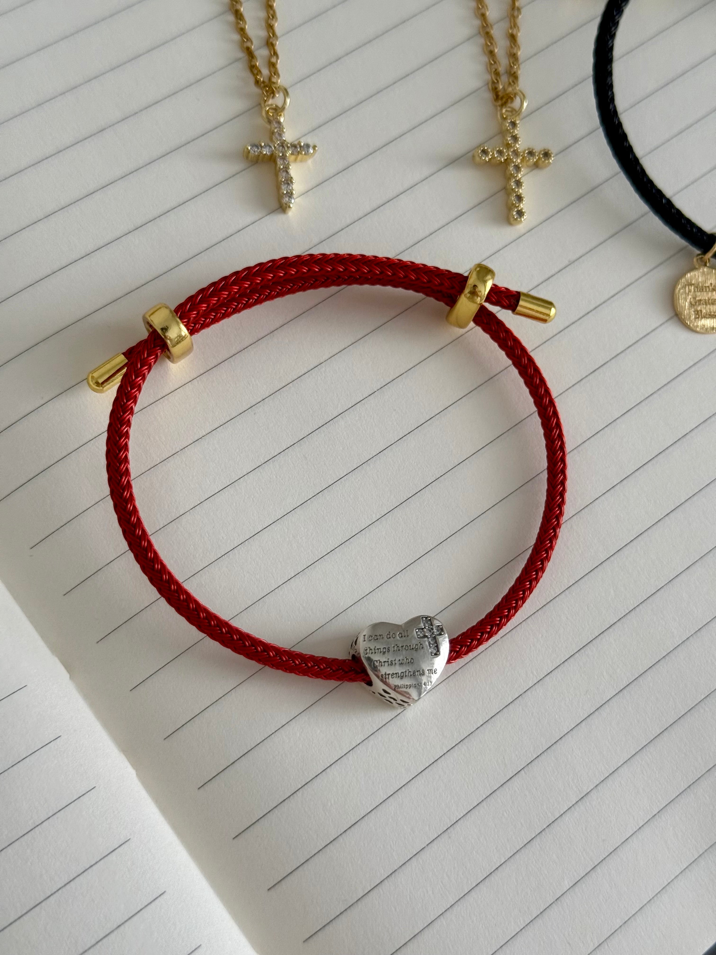 Pulsera roja Salmo Fil 4:13 (ajustable)