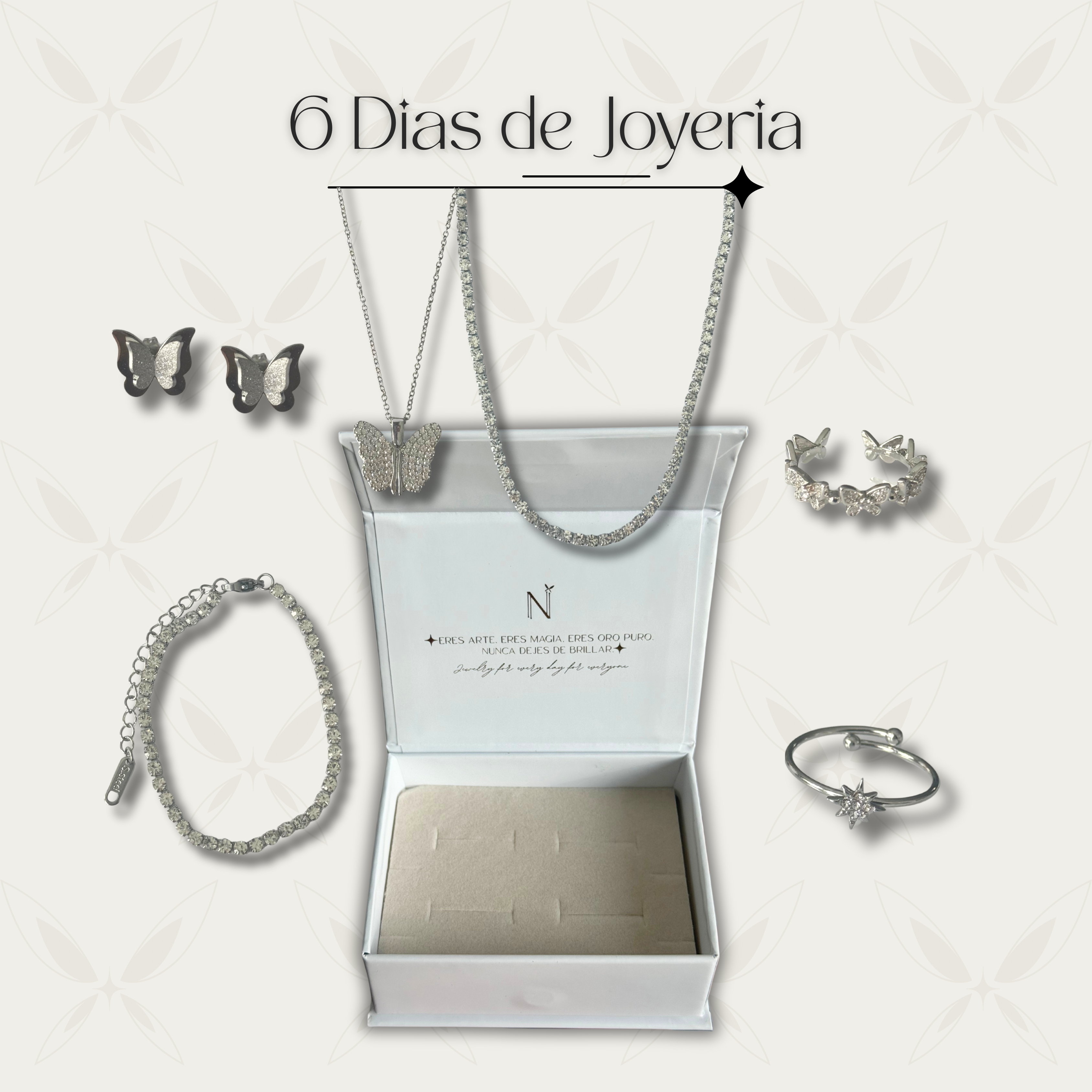 6 días de joyería plata - mariposas y diamantes