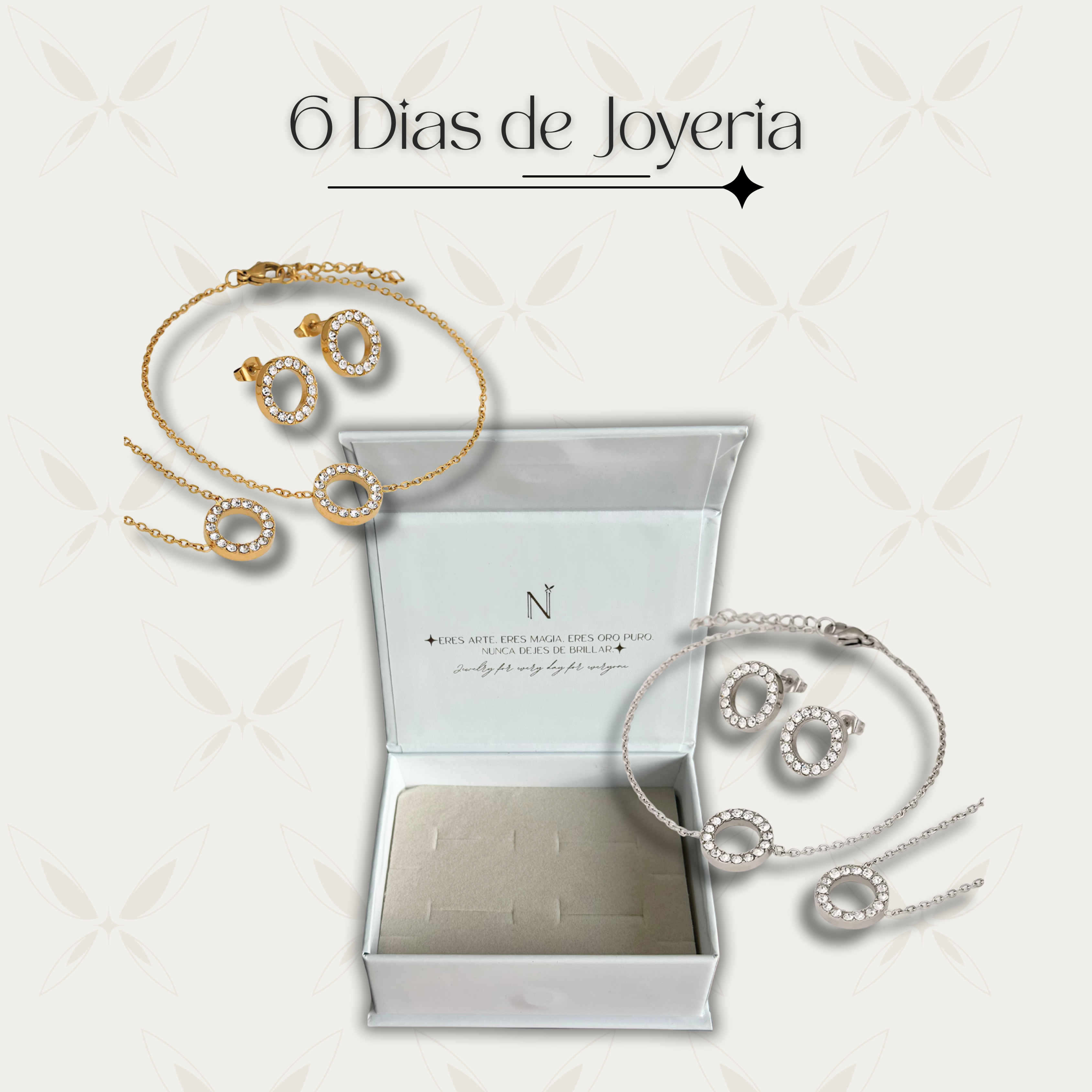 6 días de joyería oro y plata - circulo con zirconia