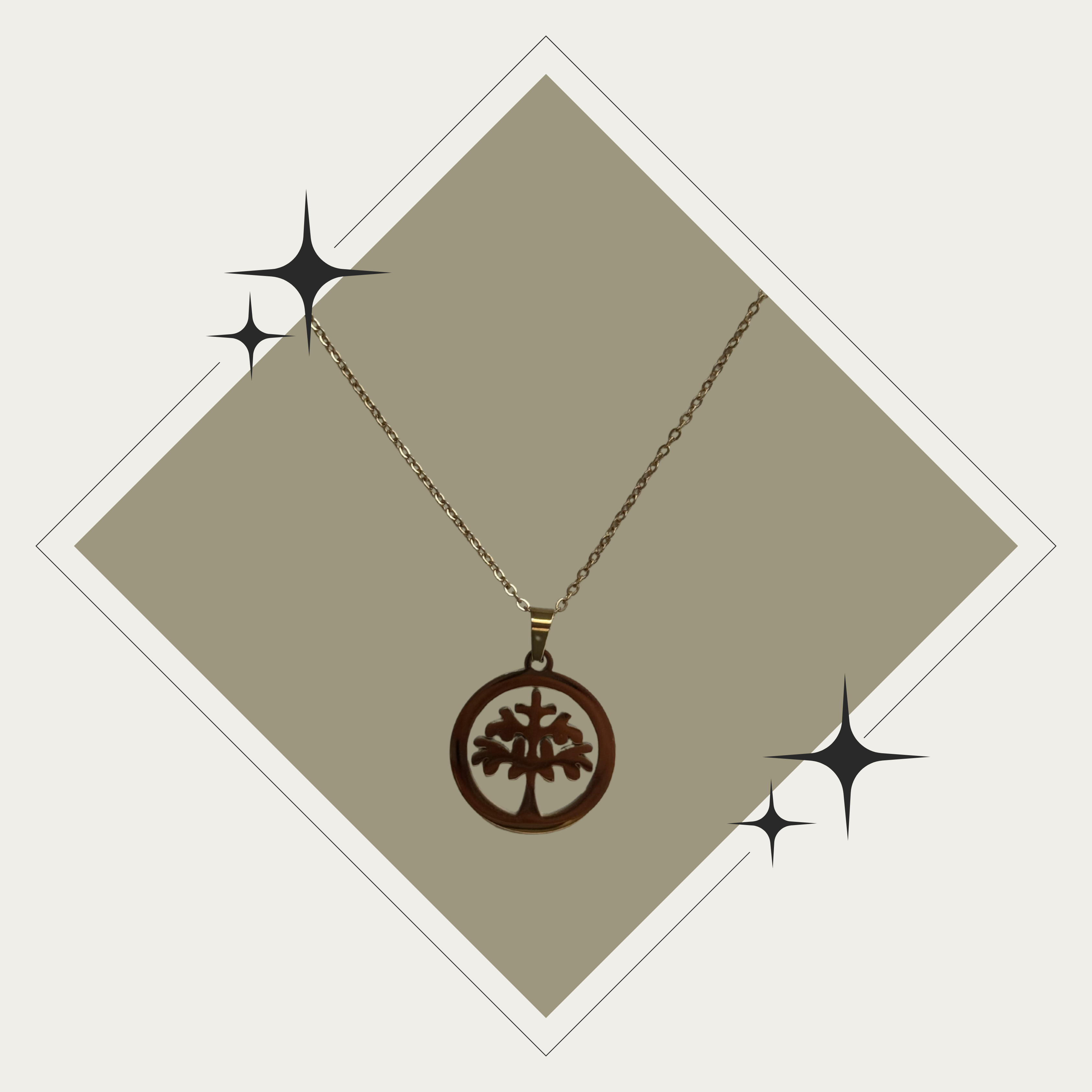 Collar árbol de la vida oro Stainless Steel