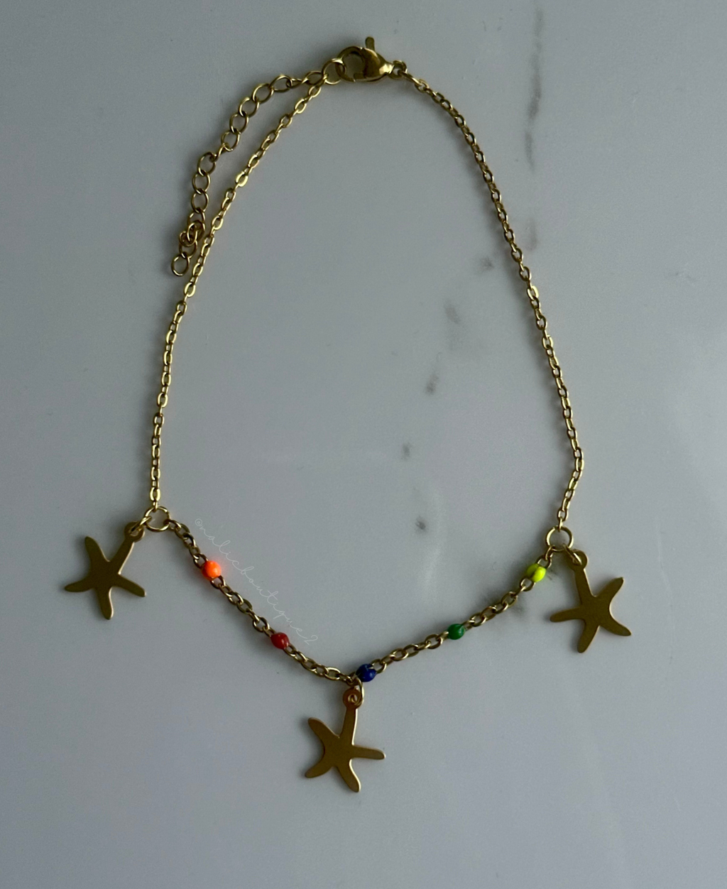 Tobillera con estrellas de mar oro Stainless Steel