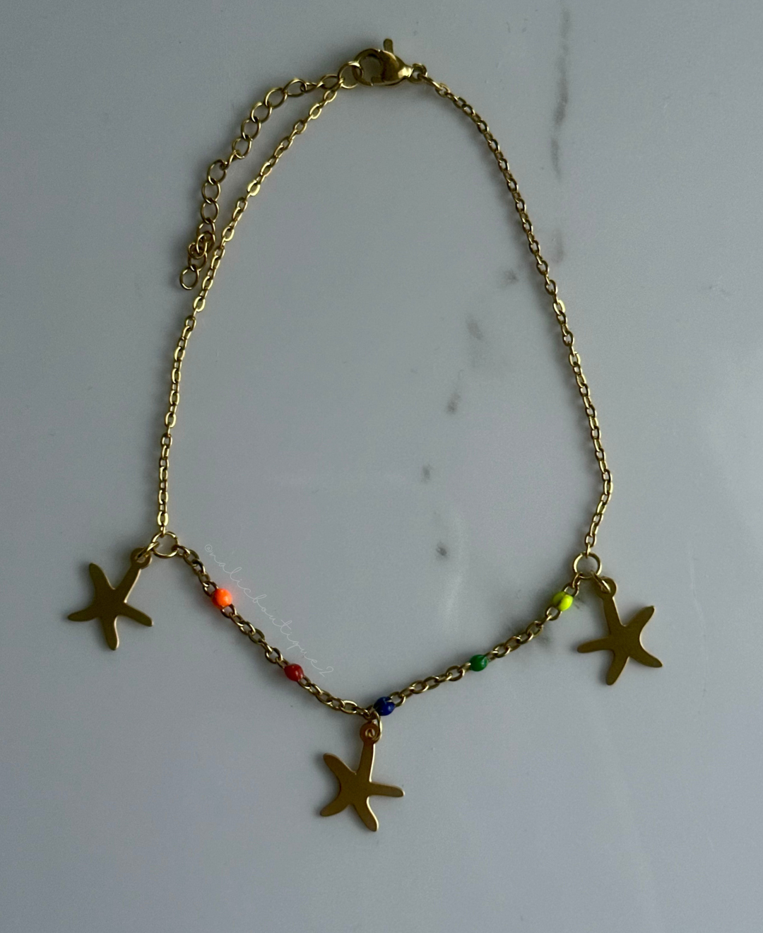 Tobillera con estrellas de mar oro Stainless Steel