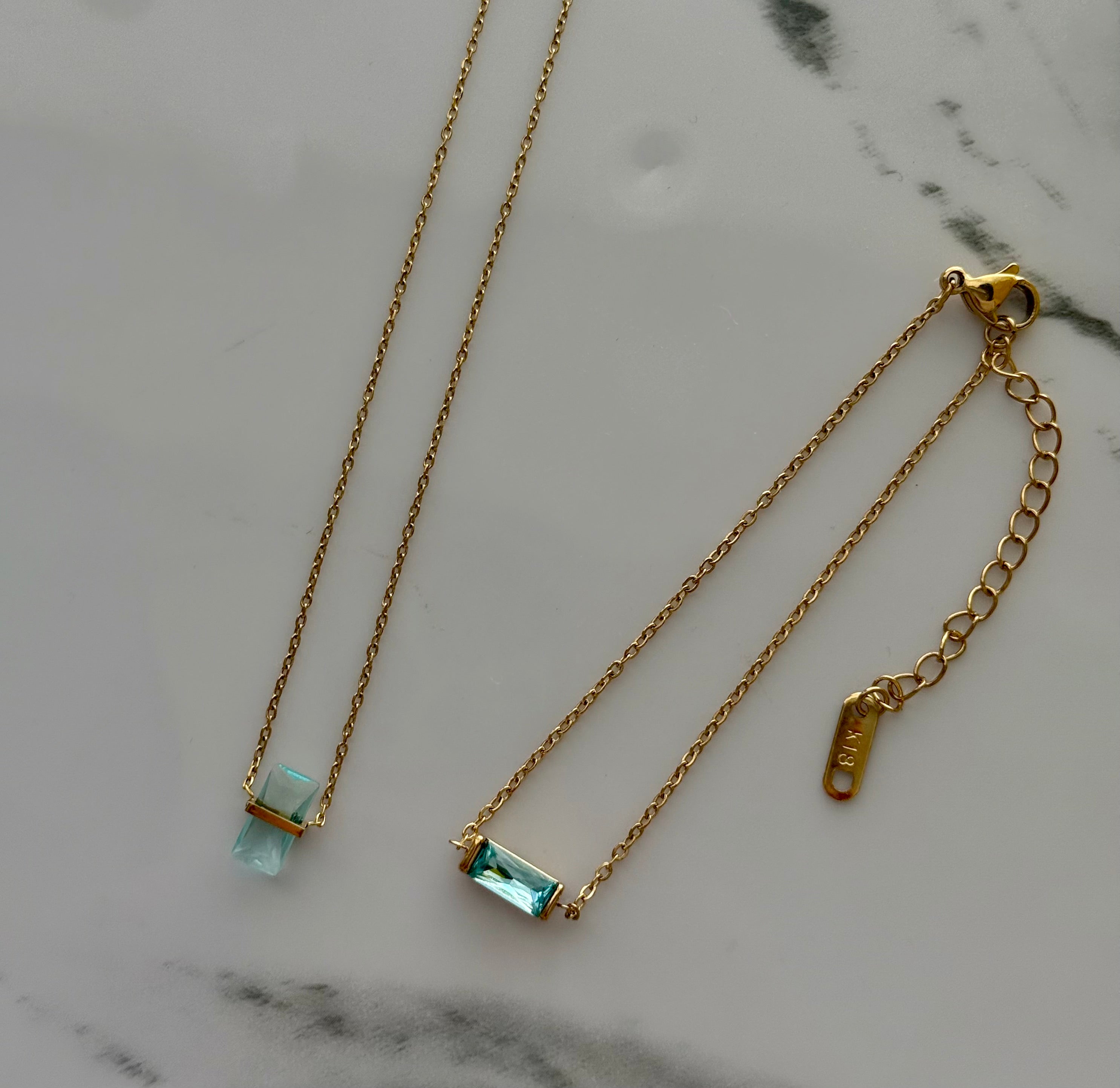 Collar piedra mes marzo (Aguamarina) Stainless Steel