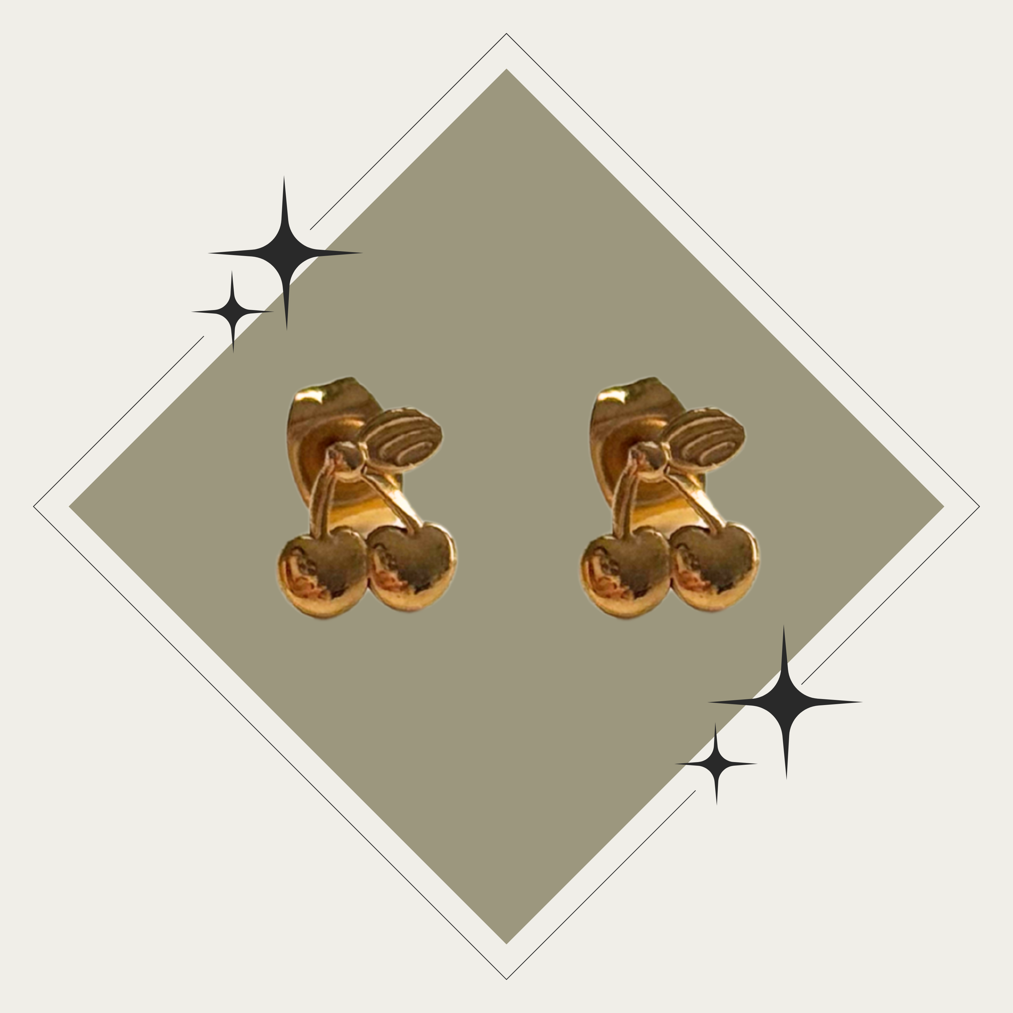 Pantallas studs de cherry oro Stainless Steel