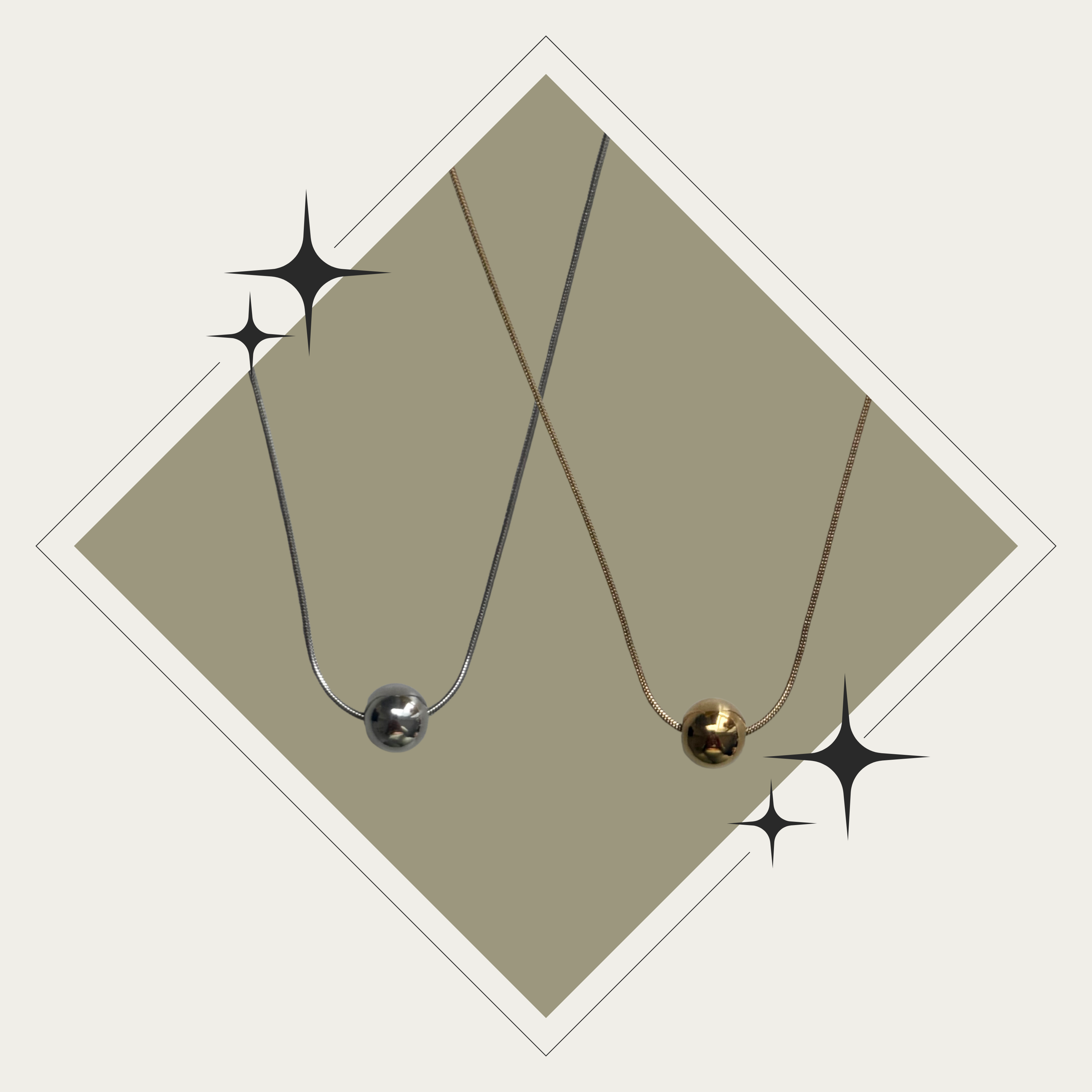 Collar con bolita oro o plata Stainless Steel