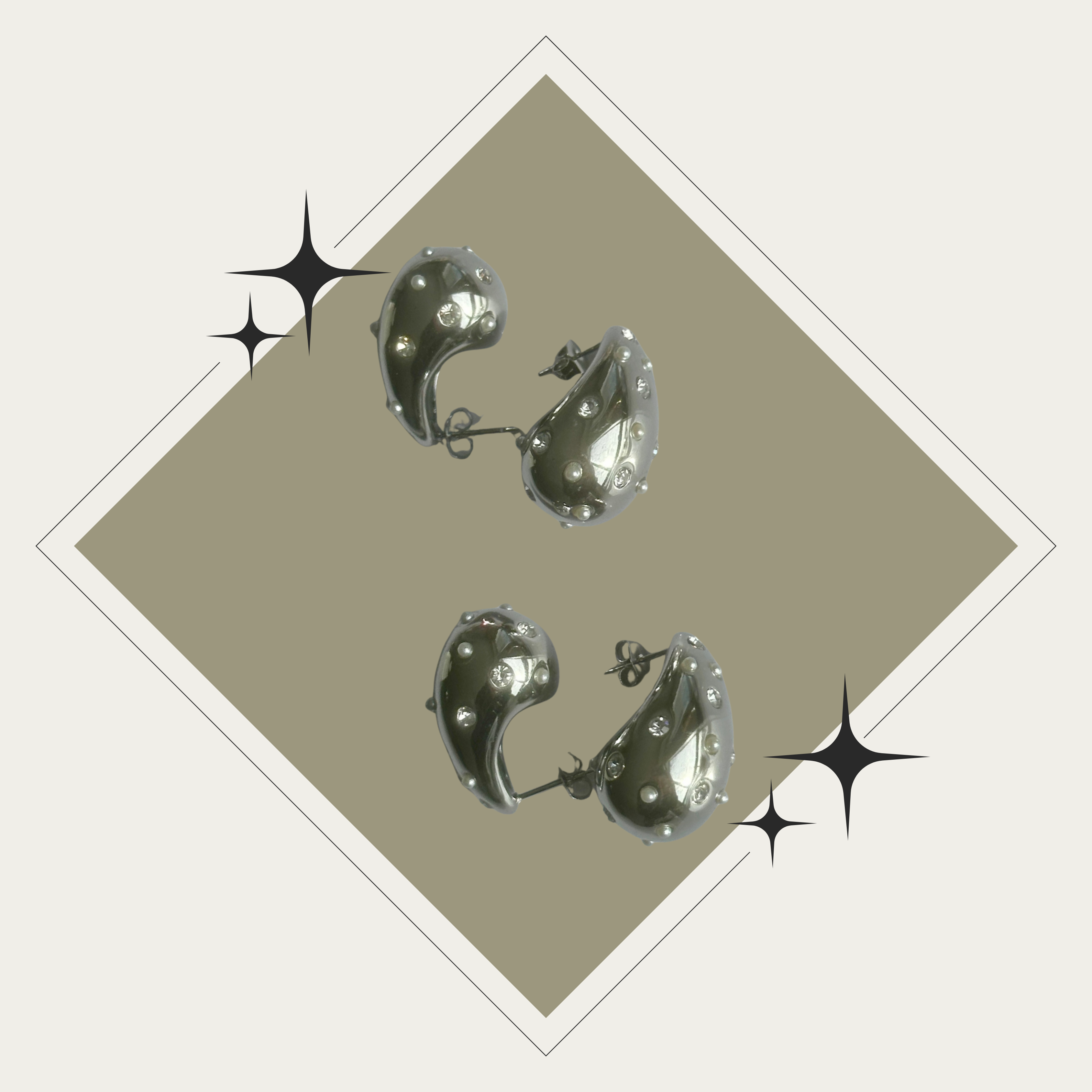 Pantallas de gota plata con perlas Stainless Steel