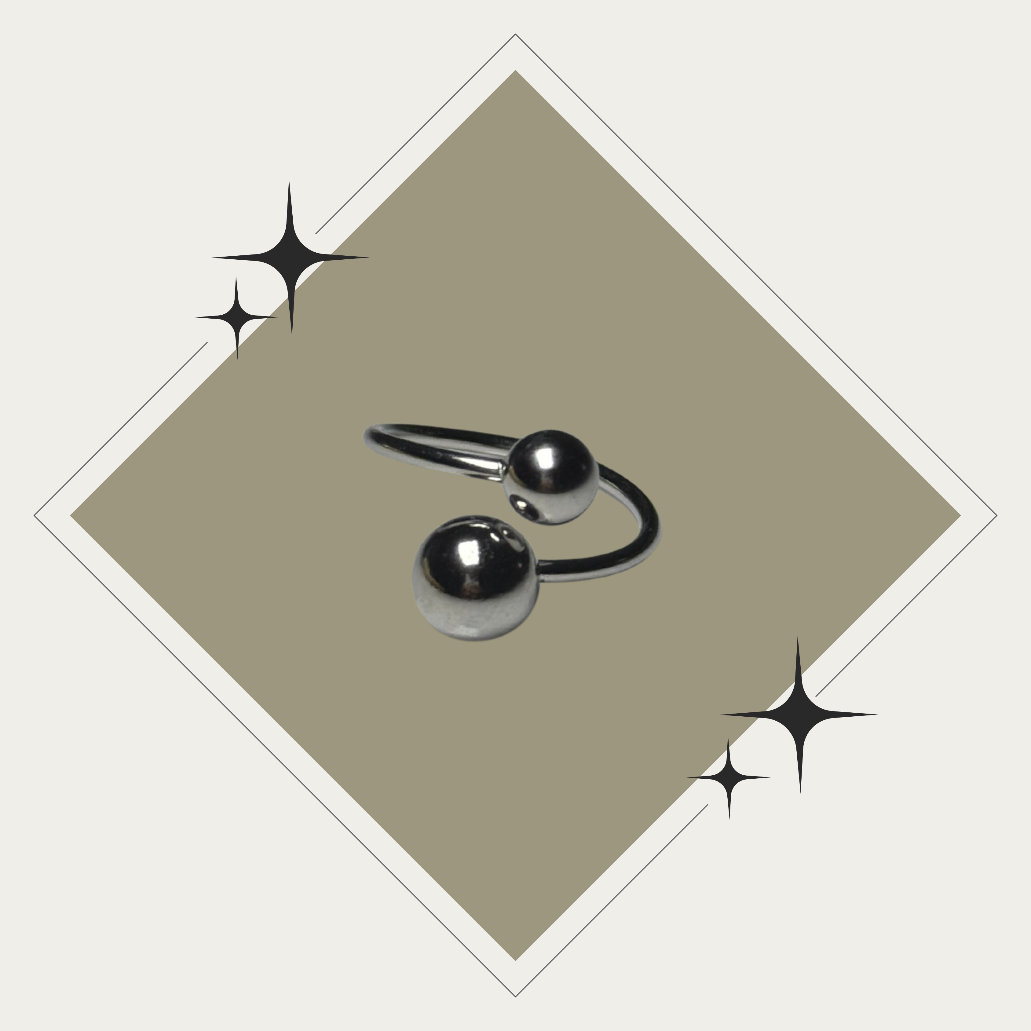 Sortija simple de bola en plata Stainless Steel