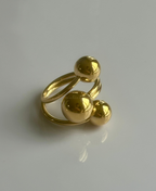 Sortija doble con bola en oro o plata Stainless Steel size 9