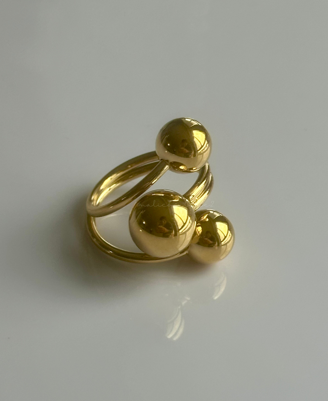 Sortija doble con bola en oro o plata Stainless Steel size 9