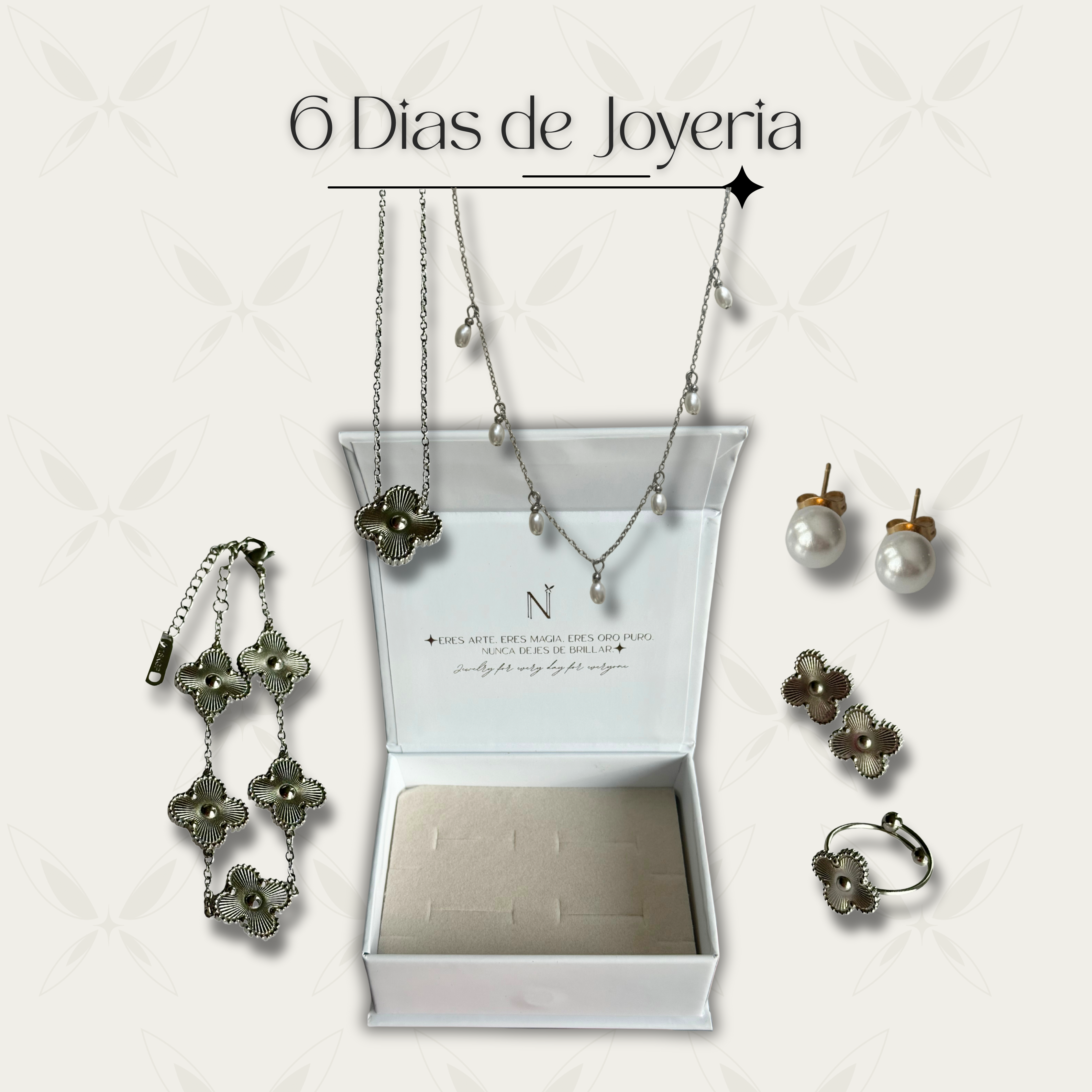 6 días de joyería - trébol plata