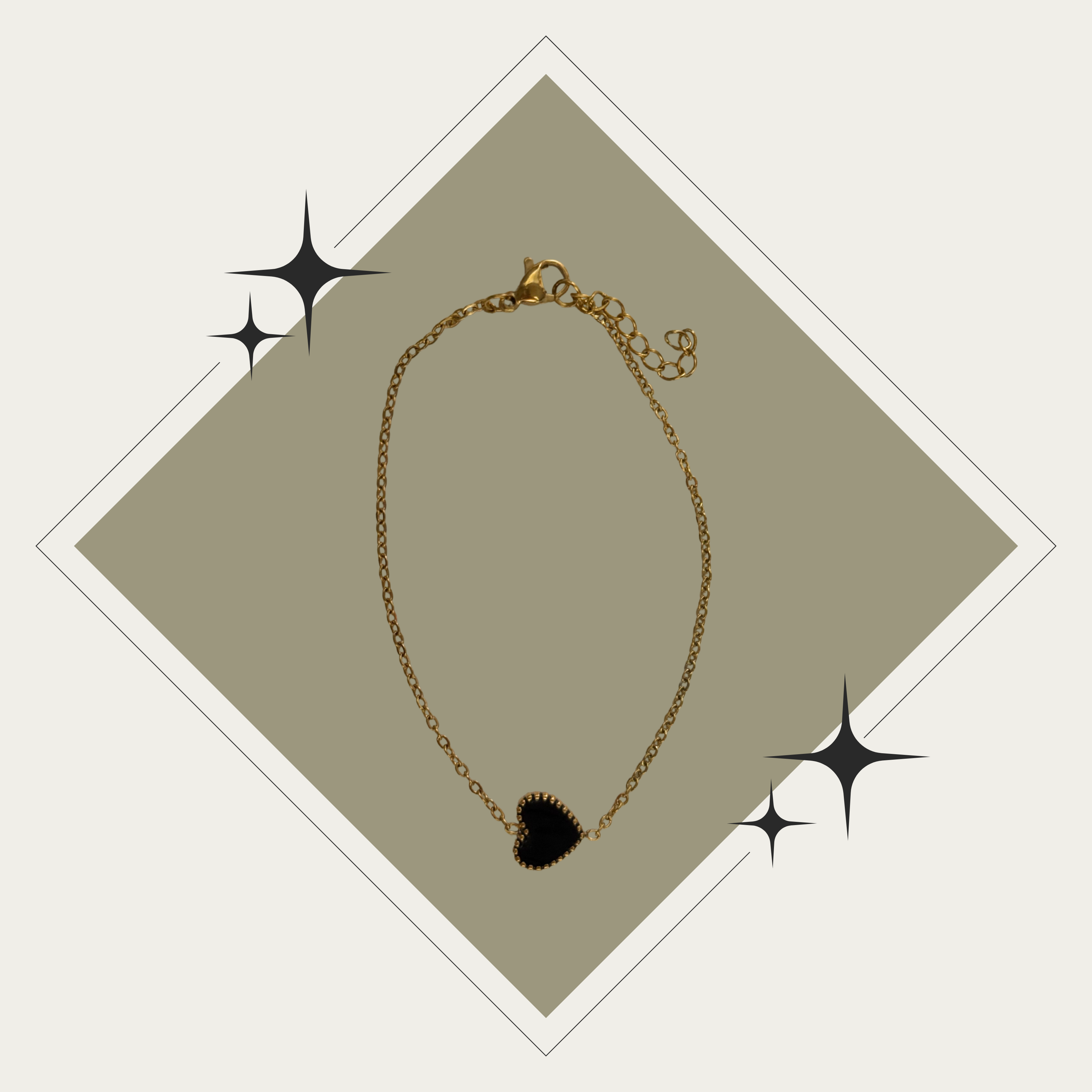 Pulsera de corazón negro Stainless Steel