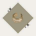 Earcuff oro con cuadrados en zirconia baño en oro 18K