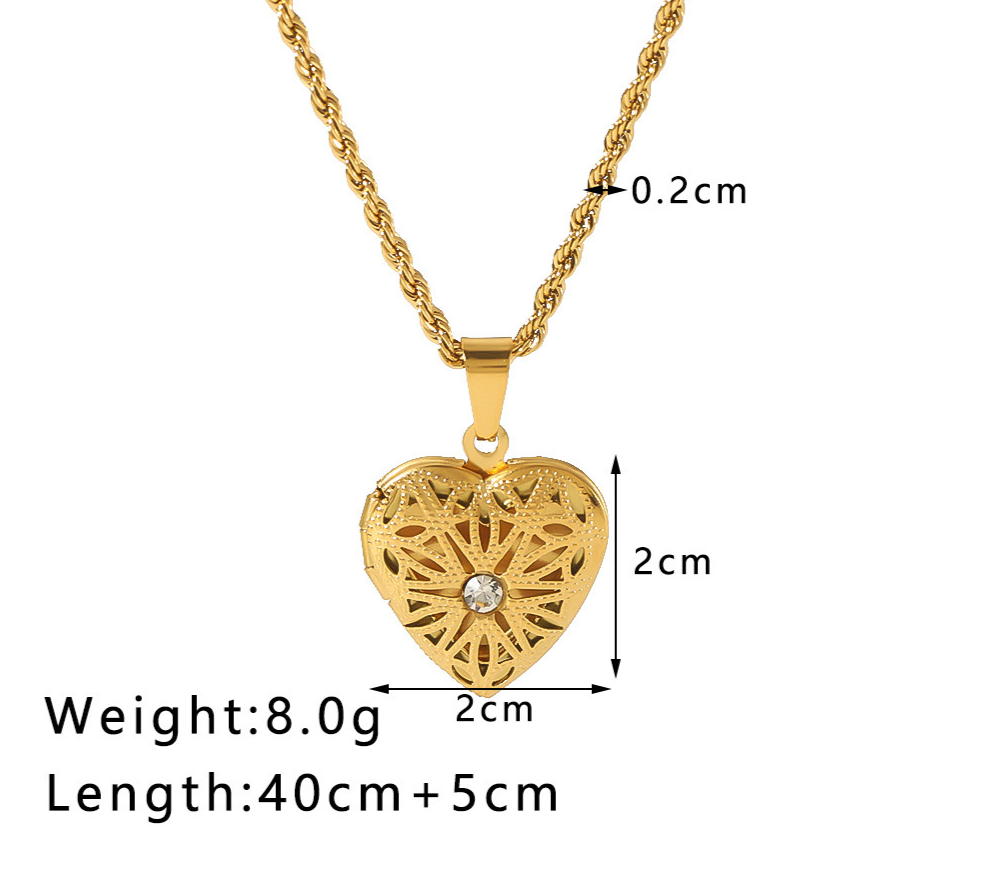 Photo necklace - corazón oro (sólo 1 foto)